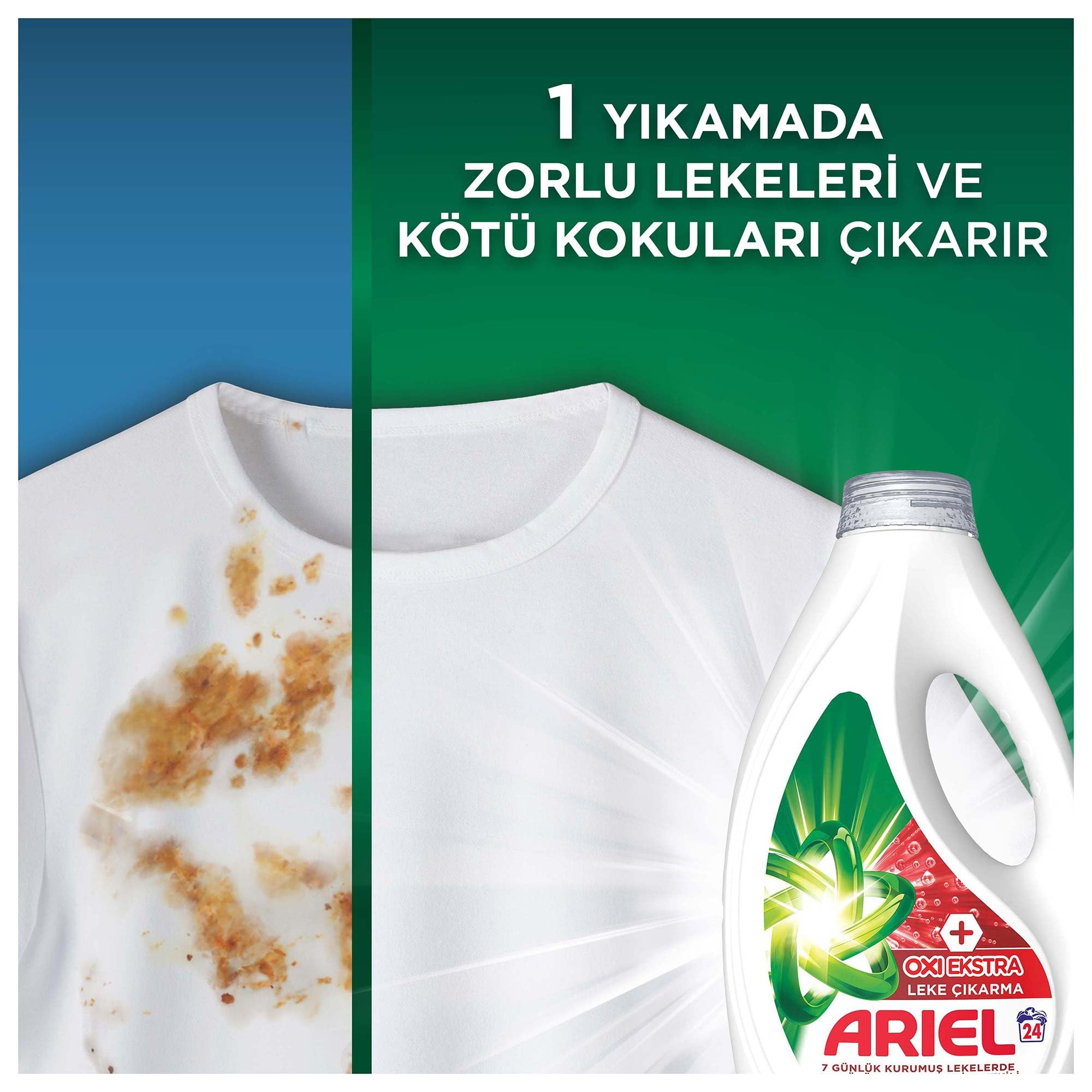 Ariel Oxi Extra Leke Çıkarma Sıvı Çamaşır Deterjanı 24 Yıkama (3 paketi)