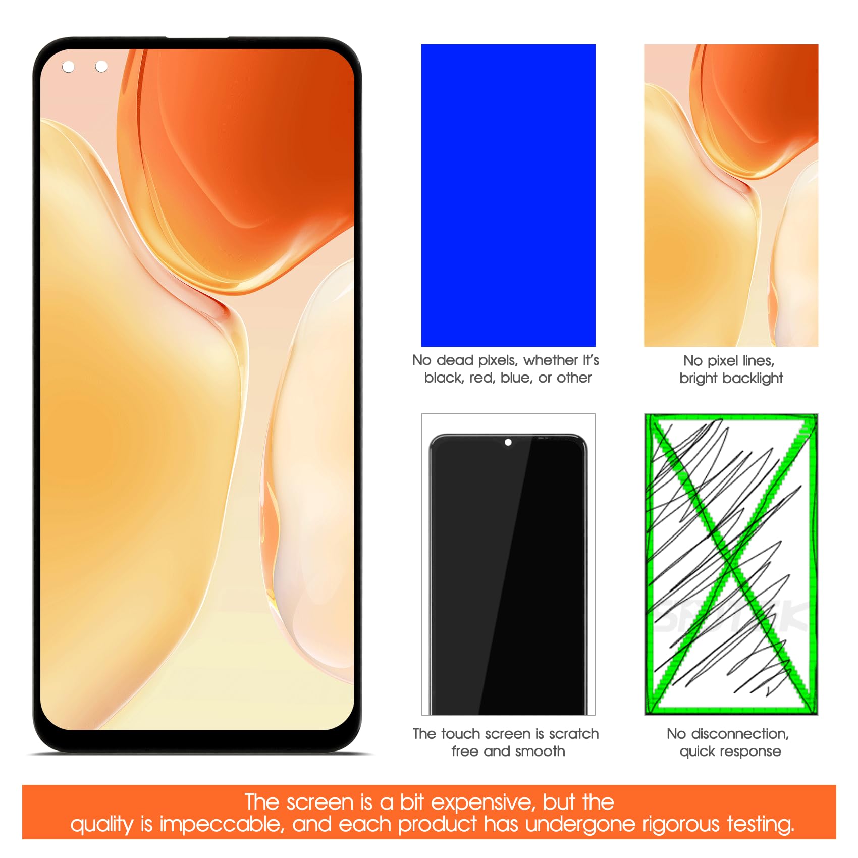 Pantalla LCD para OPPO Reno4 Z 5G Screen Replacement para OPPO Reno 4Z 5G CPH2065 6,57 Pulgadas Display Touch Screen Digitalizador Asamblea con Kit de Reparación, Negro