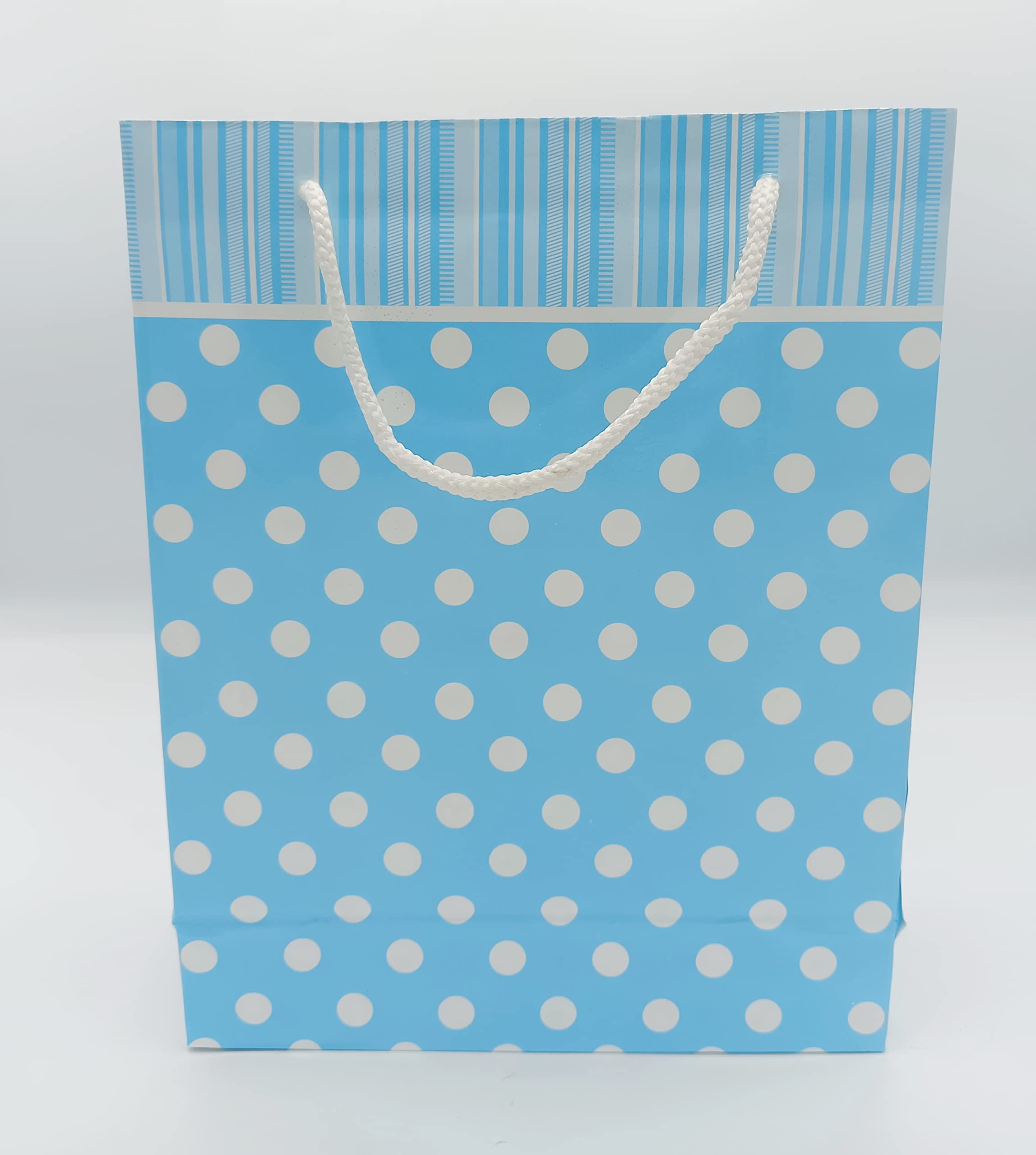 GOLD LEAF Small Polka Dot Paper Bags,Gift Carry Paper Bags,Return Gift Carry Paper Bags,LXWXH:17.5X7.5X22Cm (Pack Of 10Pcs, Sky Blue) (B0B8JH54L4) Amazon Price History, Amazon Price Tracker