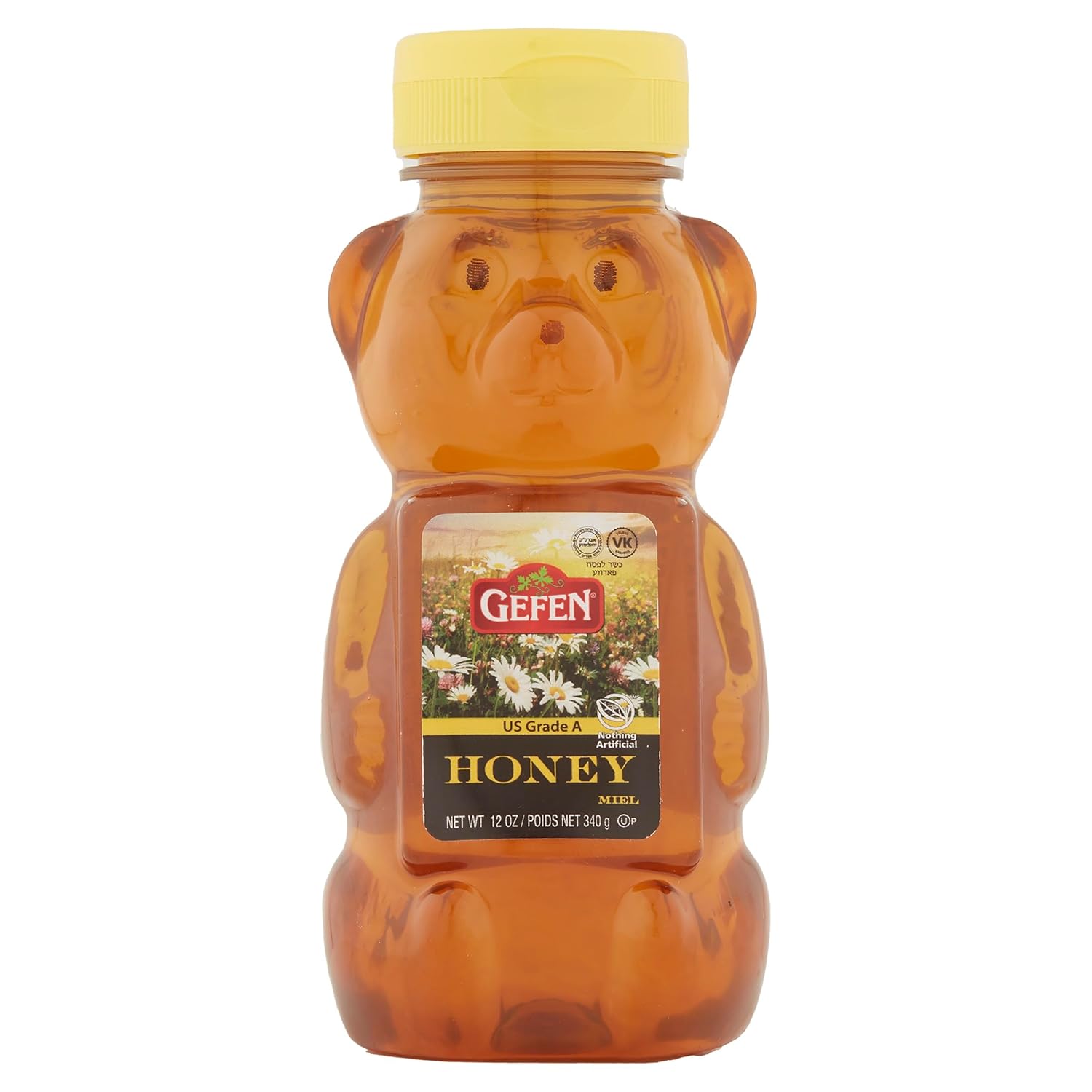 Gefen Honey Bear 100% Pure Clover Honey 12 oz - Kosher for Passover, All-Natural Gluten-Free Sweetener