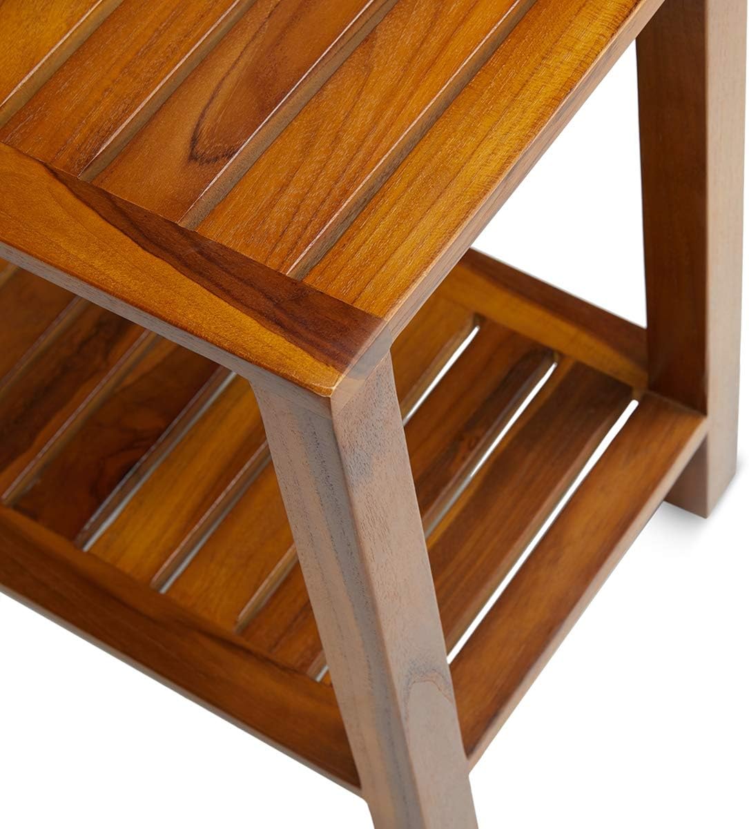 TeakCraft Teak Shower Bench 24 Inch For Bathroom, Spa - Fully Assembled, The Eske