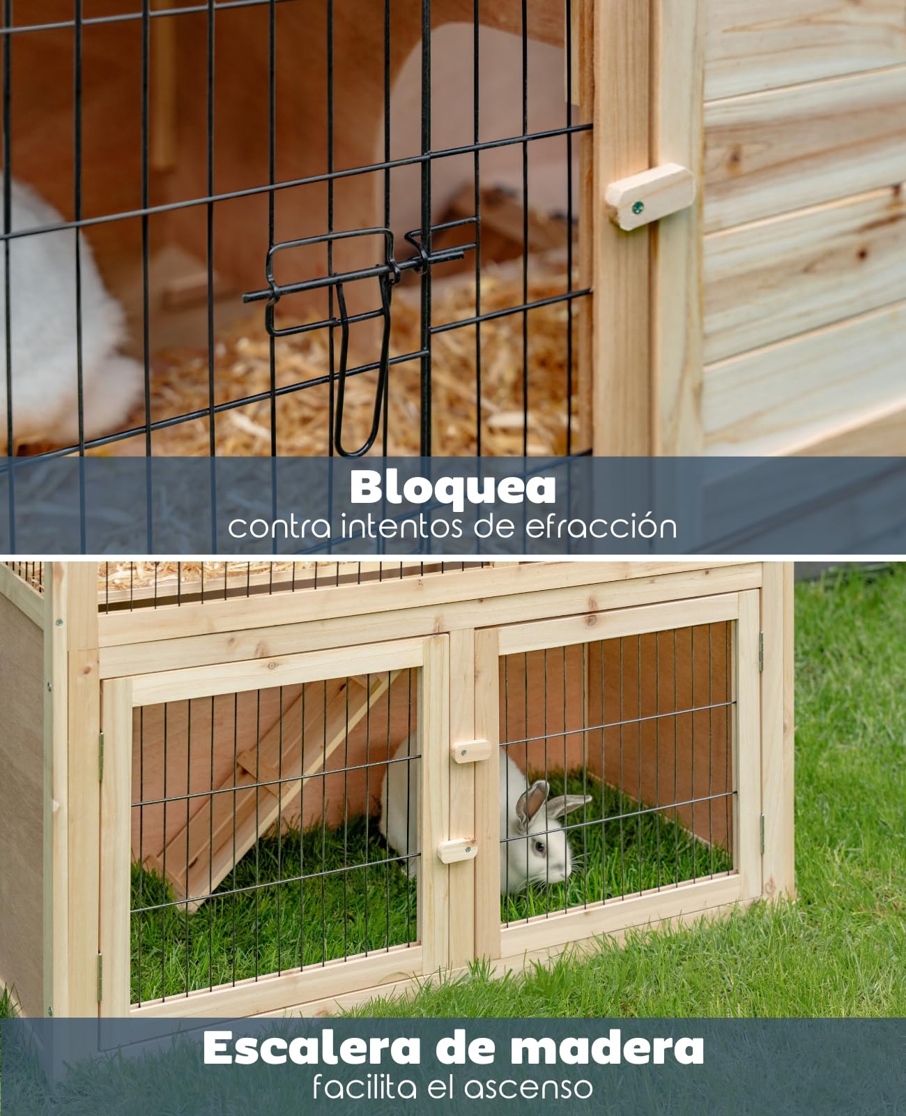 lionto Conejera de Madera caseta Exterior para Mascotas pequeñas cobertizo 98x54x100 cm