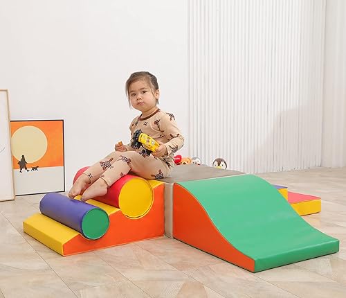 Miniatura 5 de TOLEAD Juego de escalada de espuma para niños pequeños para interiores, para escalar y gatear, juego de actividades suaves, equipo de gimnasia