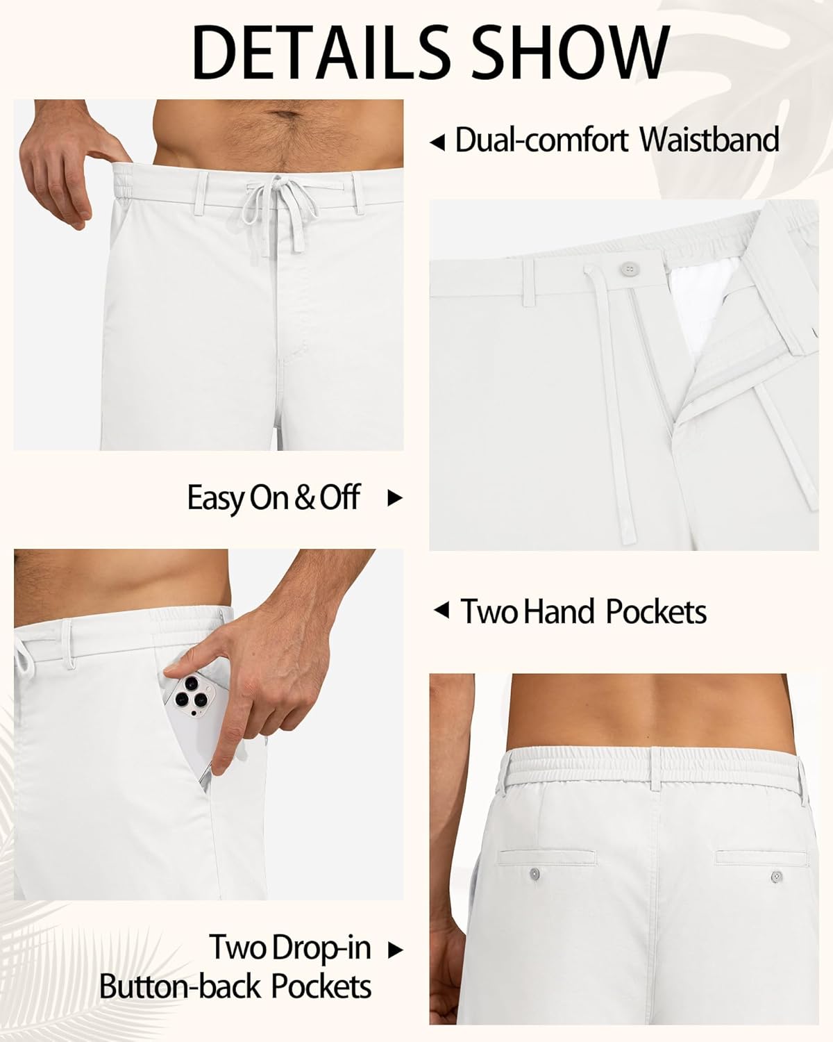 Men's Linen Casual Pants Loose Straight Elastic Suit Waist Drawstring Trousers Lightweight Beach Vacation Pants - Image 5