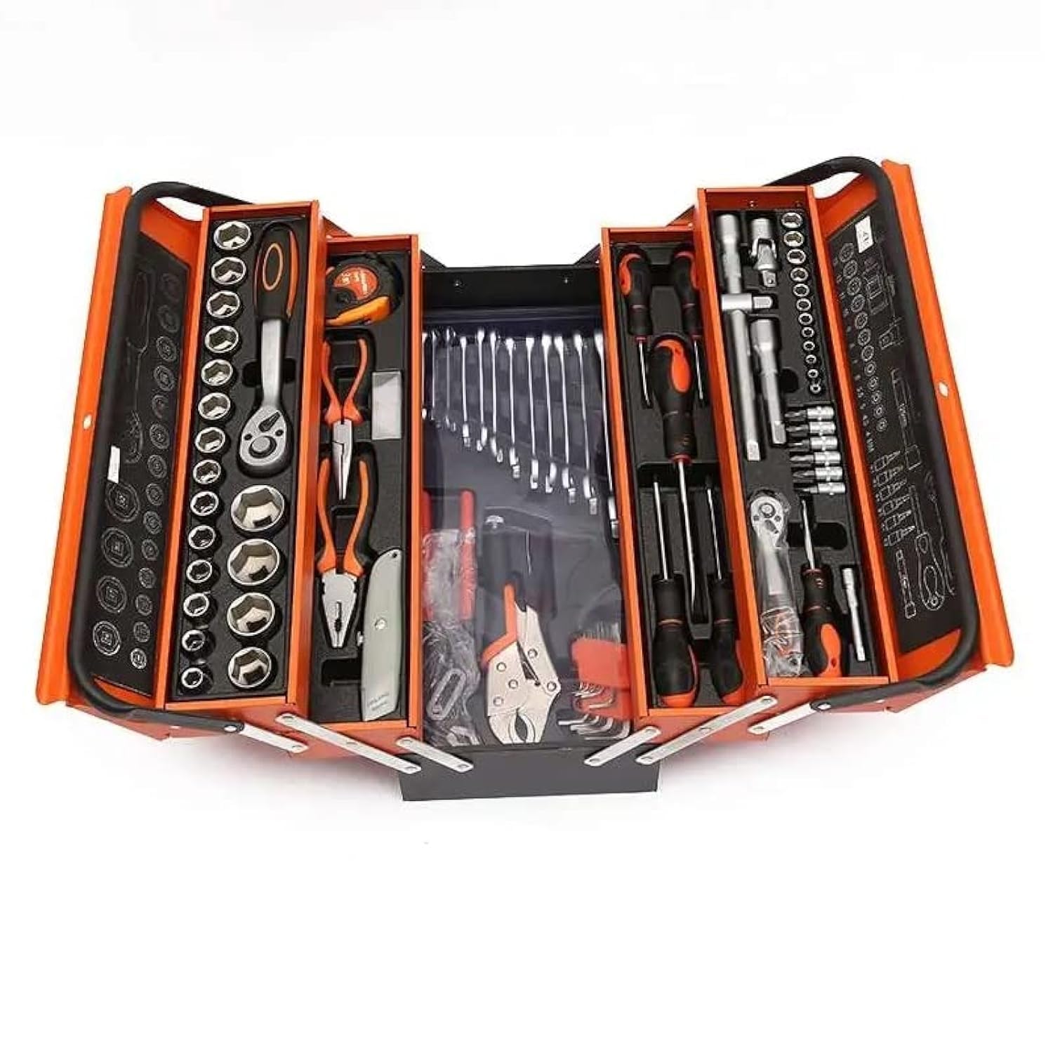 FHT Car Repair Tool Box Spanner Chrome Vanadium Hand Tools And Ratchet wrench socket set 85PCS