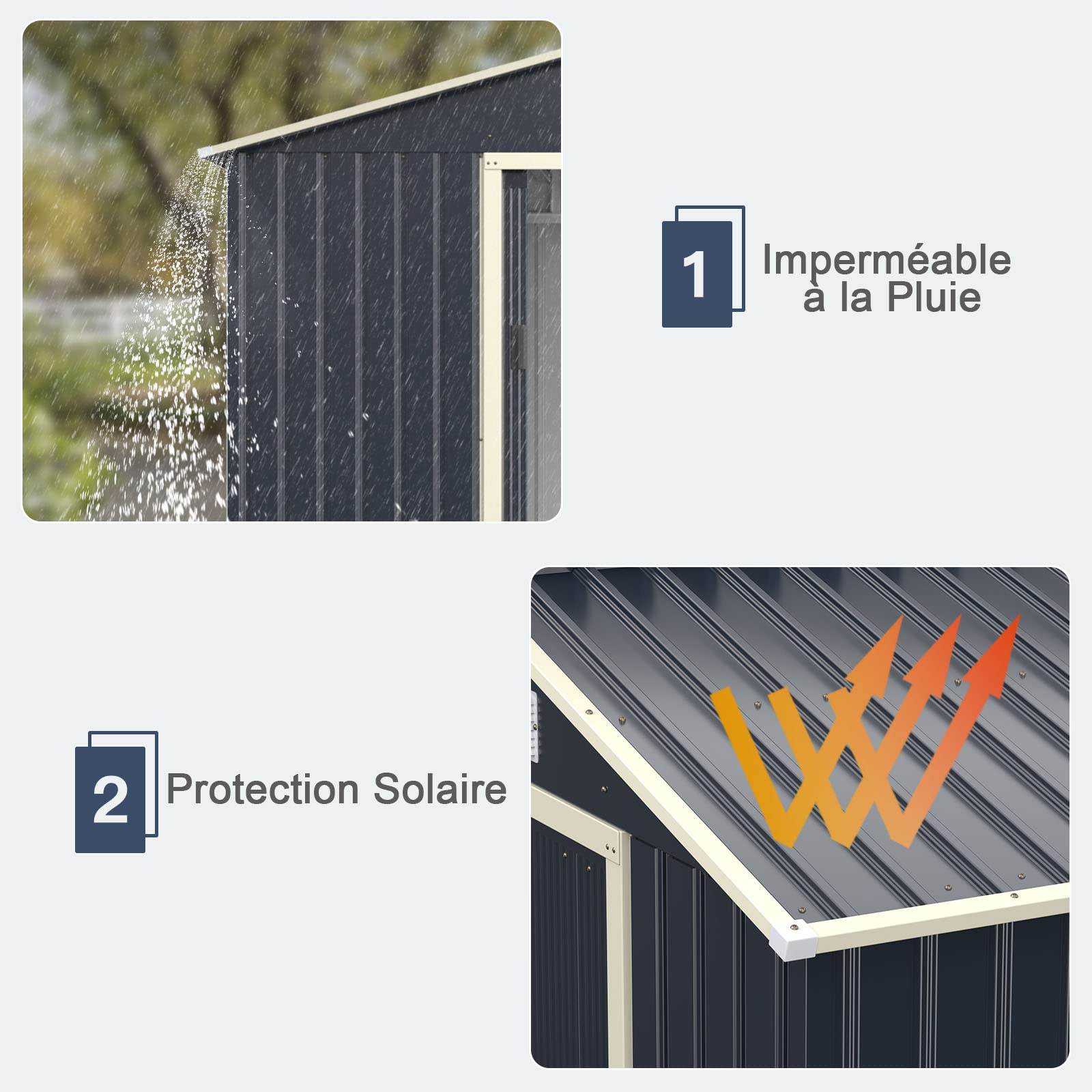 GOPLUS 8,08㎡ Abri de Jardin Métal Galvanisé, Cabine de Jardin Extérieur Portes Coulissantes, Résistant aux Intempéries, Cabane de Rangement à Outils, 16,97m³, 330 x 255 x 210 cm, Gris