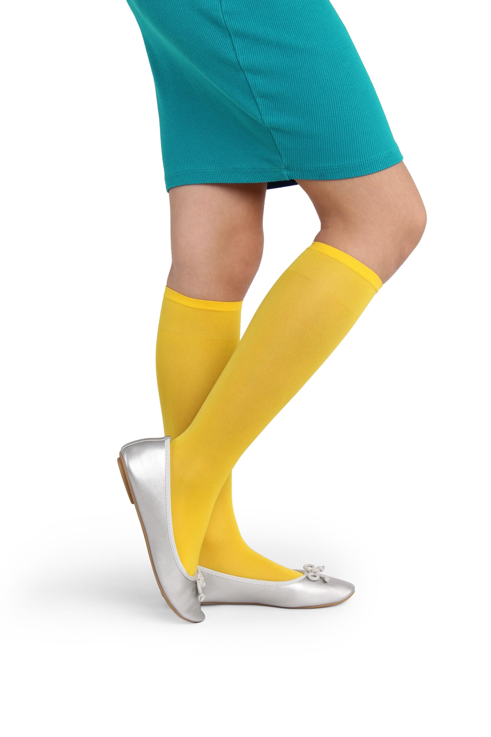 LORES Alma Medias hasta la rodilla para niña 40 DEN blancas, calcetines altos de microfibra opaca, suaves y elásticos con banda confort, ideales para colegio, uniforme y uso diario (talla 24–37) — view 8