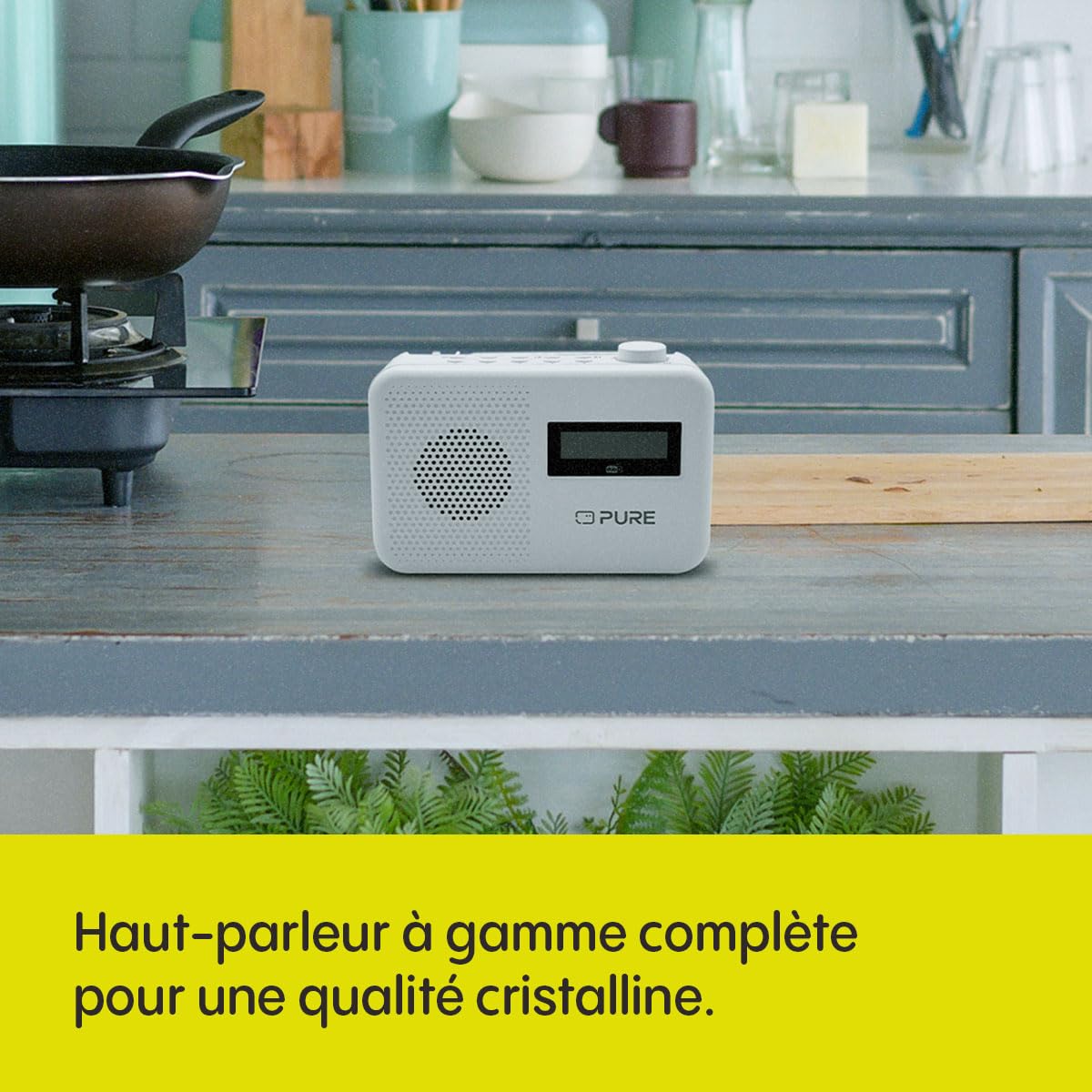 Pure Elan One2 Radio Portable Dab+/FM avec Bluetooth 5.1 (écran LCD, 10 Touches de mémoire, Fonctionne avec 4 Piles AA) Blanc Coton