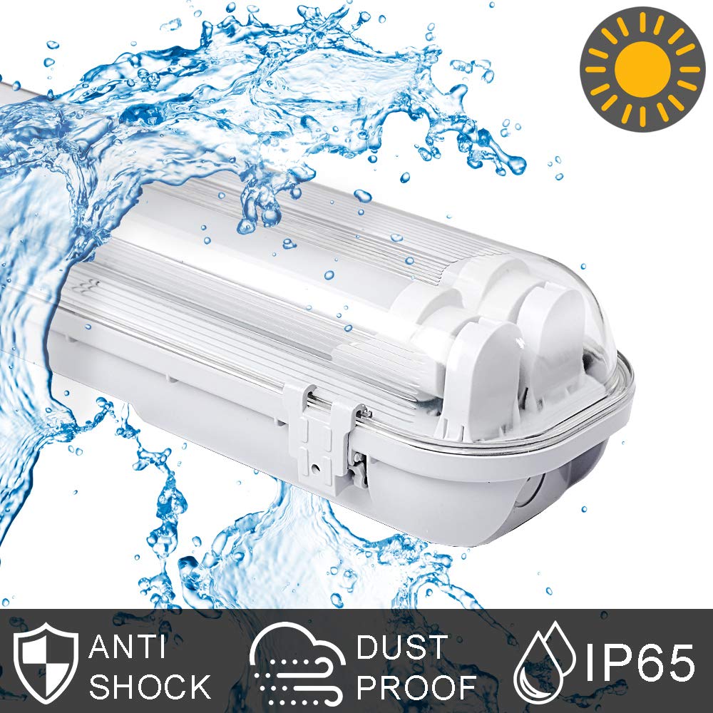 Paquete de 2 luces LED de 5 pies, color blanco natural, 2 tubos de luz T8, 24 W, 4000 K, 4800 lm, luz fluorescente, montaje en pared o techo, tira de luces conectables para garaje, taller,