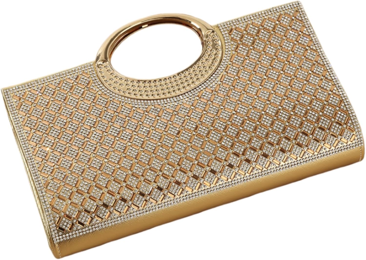 Women's Elegant Crystal Evening Handbag Glitter Top Handle Evening Purse Clutch Wedding Shoulder Bag Small Square Bag