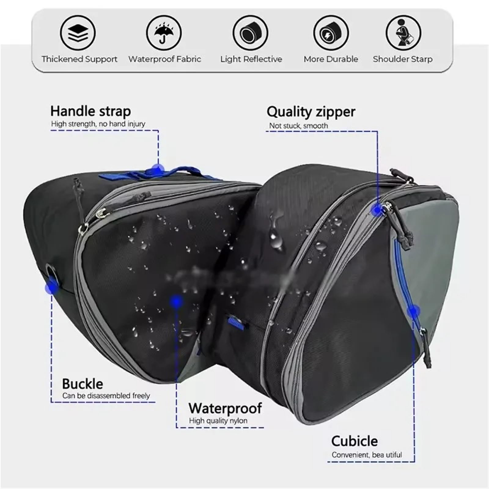 Motorradtasche Für Tracer 9 GT Für Tracer 9GT 2022 2023 2024 Motorradgepäcktaschen Schwarze Erweiterbare Innentaschen Motorrad Gepäckträgertaschen(Blue)