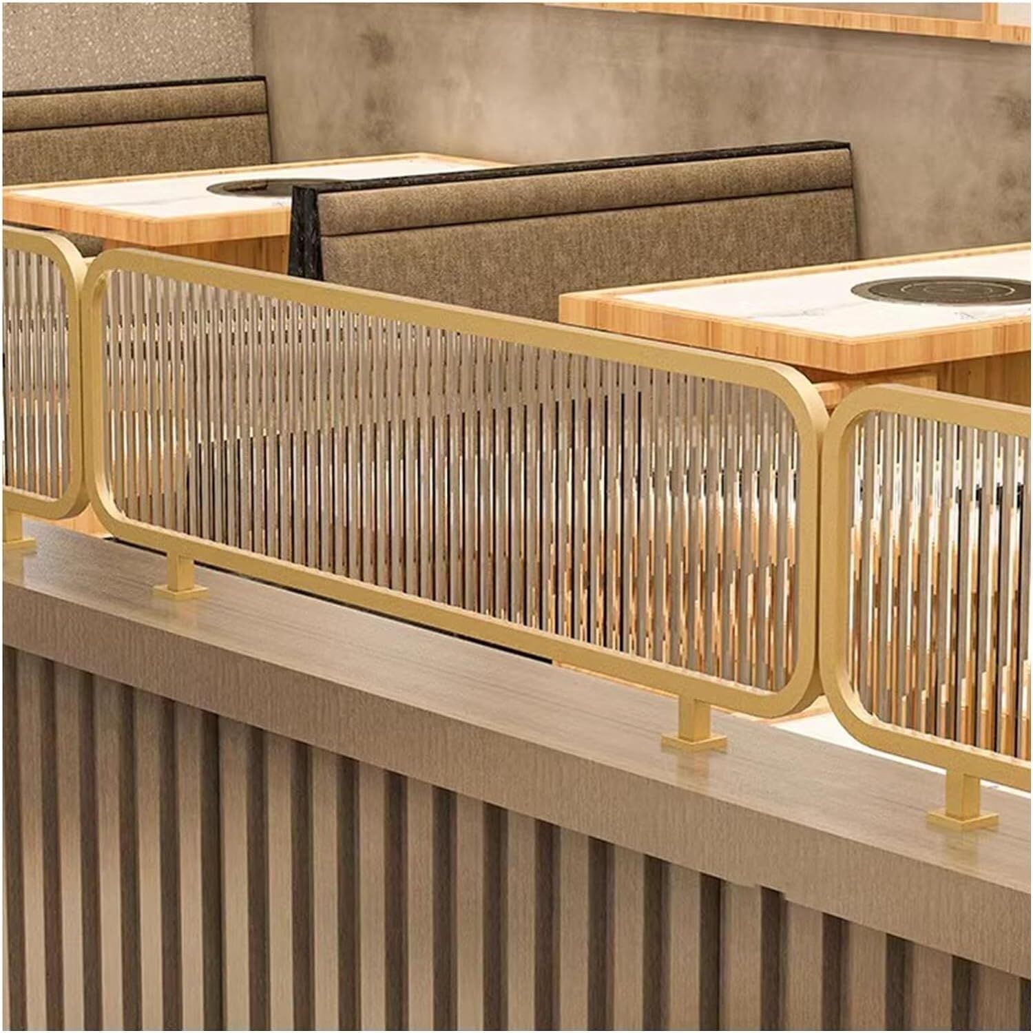 ZYCHSJXA Dividers For Dining Areas Translucent Raised Striped Glass Restaurant Countertop Divider Low Fence Partitions(Gold-b,30x70cm)