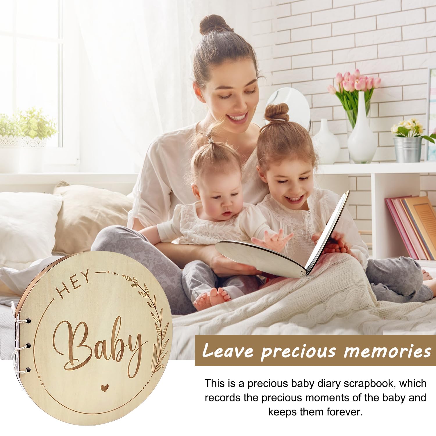 Album pamiątkowy Baby Shower, książka dla gości, baby shower z drewnianą okładką, książeczka dla gości, książka dla gości, chrzciny, scrapbooking, album fotograficzny