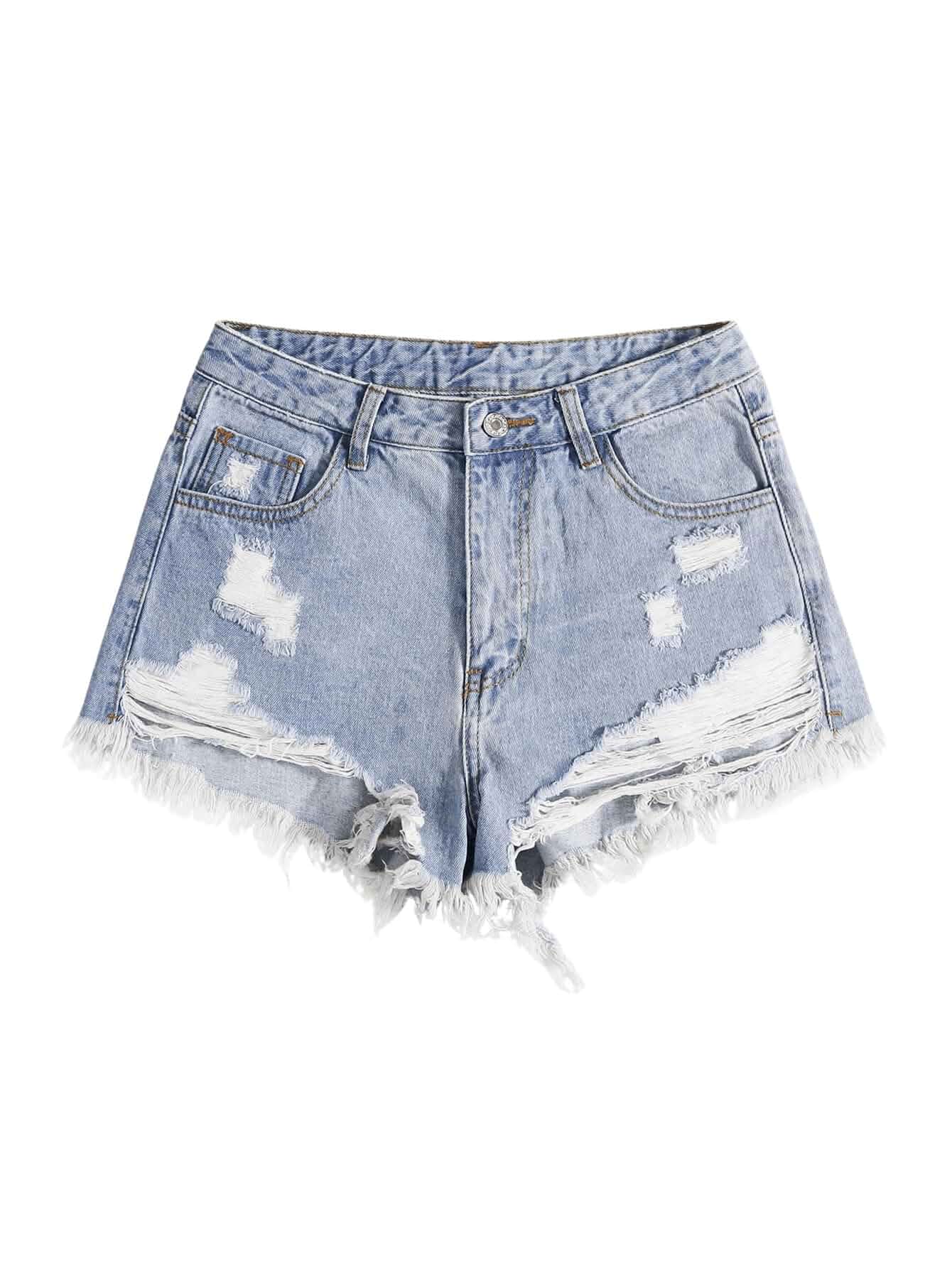 SOLY HUX Women's Ripped Jean Shorts Distressed Denim Streetwear | Raw Hem, Casual Summer
