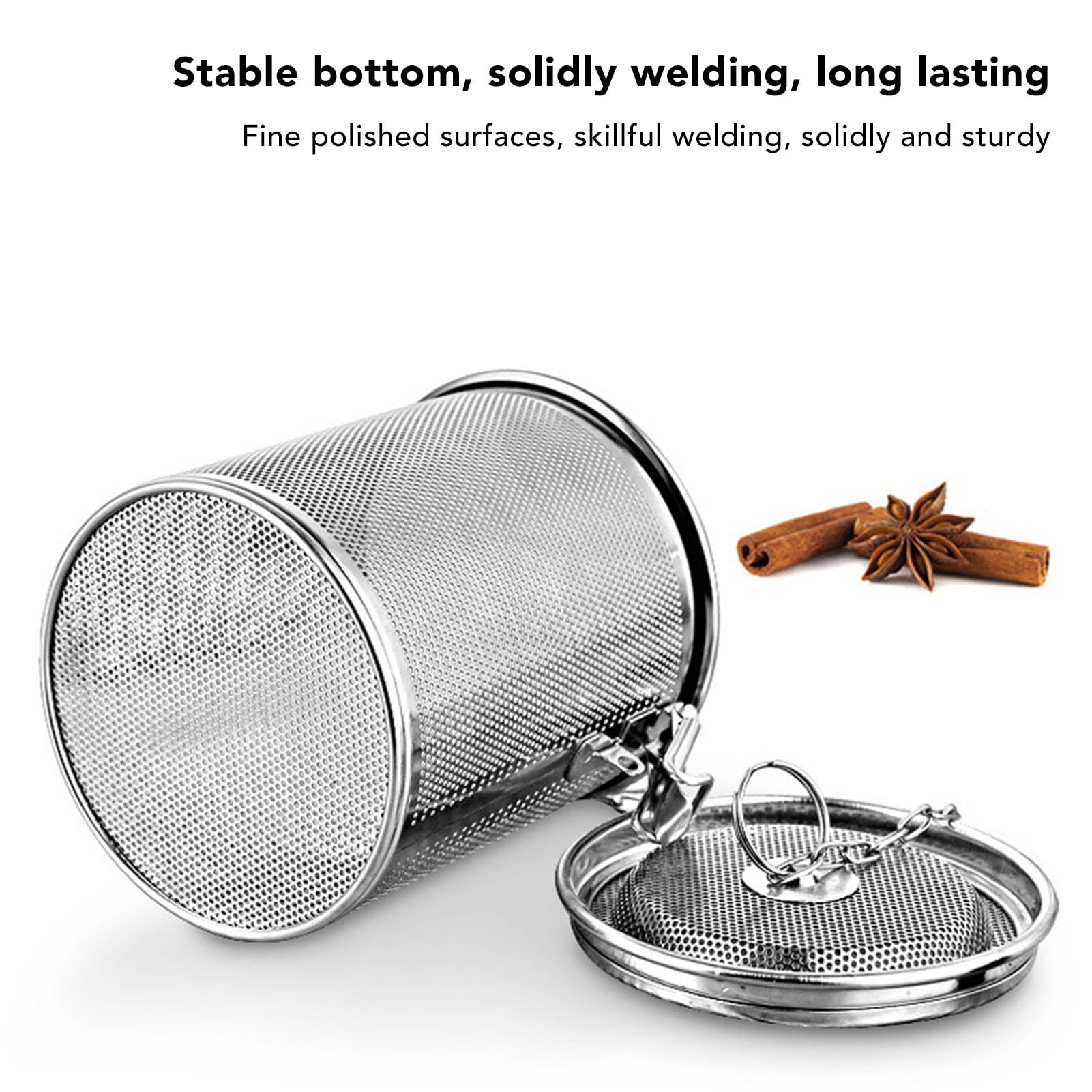 Tissting Filtro de Té 4.3L Acero Inoxidable con Cadena Colgante - Infusor de Té y Especias para Cocina, 17x17.5 cm, Diseño a Presión y Superficie Pulida, Ideal para Uso Doméstico y Restaurantes