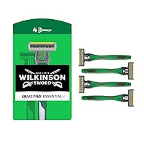 Wilkinson Sword – Quattro Essential 4 Sensitive – Rasoio Usa & Getta – Rasoio a 4 Lame per Uomo con Striscia Lubrificante con Aloe – Lame rivestite in Diamante – Confezione x3+1