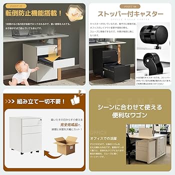 Amazon.co.jp: Simpolu デスクワゴン キャスター付き オフィス