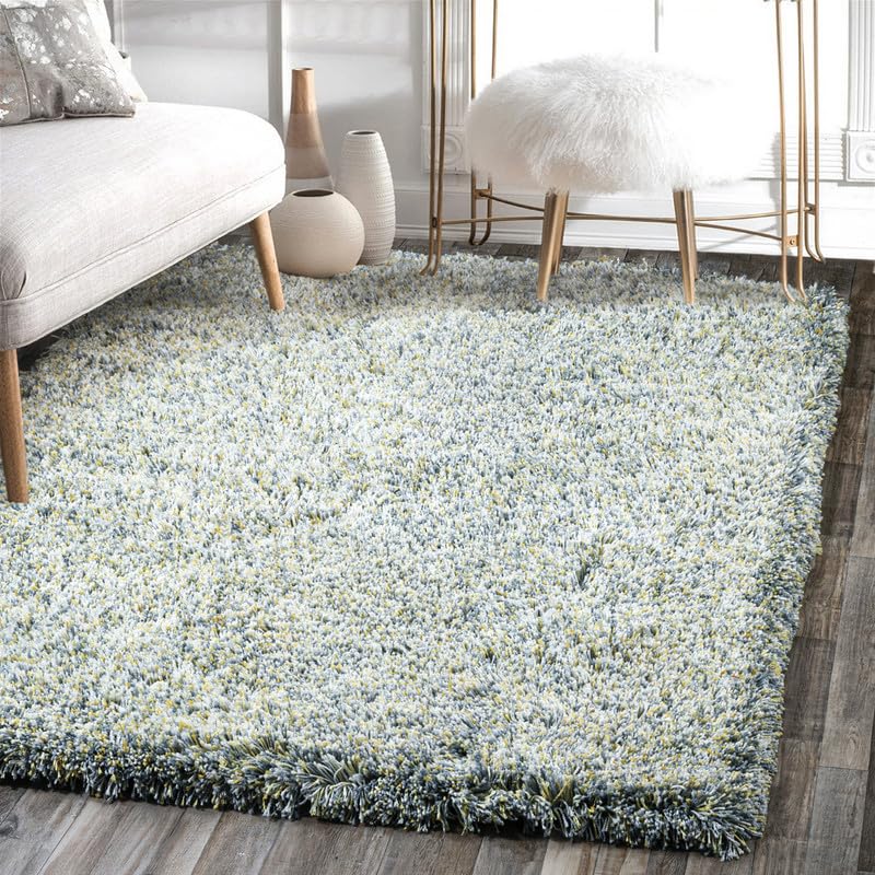 Image of FIASCO Premium Tie Dye Shaggy Carpet Ultra Soft Microfiber | 2 Inches Pile Height Back in Canvas Shaggy Carpet for Living Room | Bedroom | Hall | Guest Room | 8x10 Feet Blue Yellow Mix