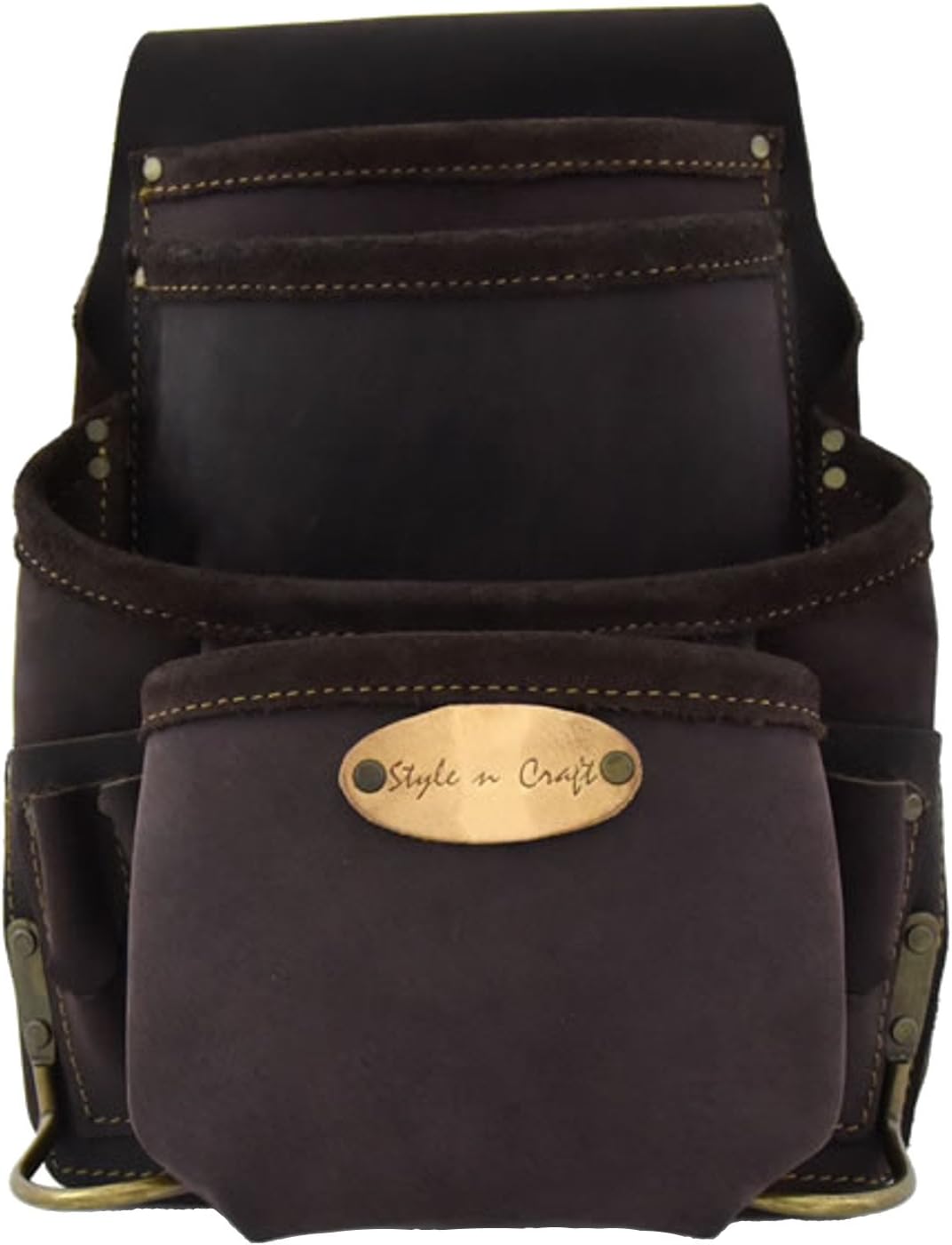 Super Sale 🛒 Style N Craft 90-926 10 Pocket Nail and Tool Pouch In Top Grain Oiled Leathe, Dark Brown