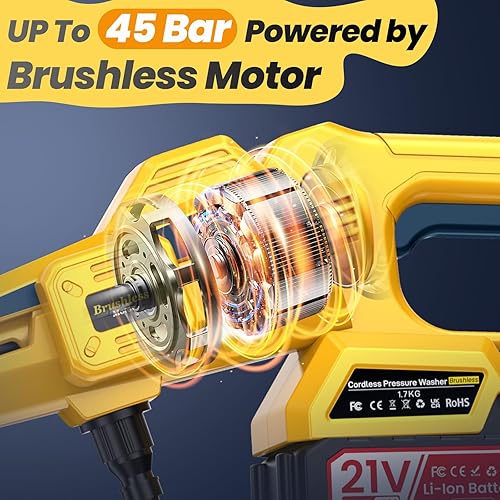 Miniatura 2 de Lavadora a presión inalámbrica portátil con 2 baterías de 4000 mAh, Jet Hawk, máximo 652 PSI con boquillas de pulverización 6 en 1, manguera de 16.4