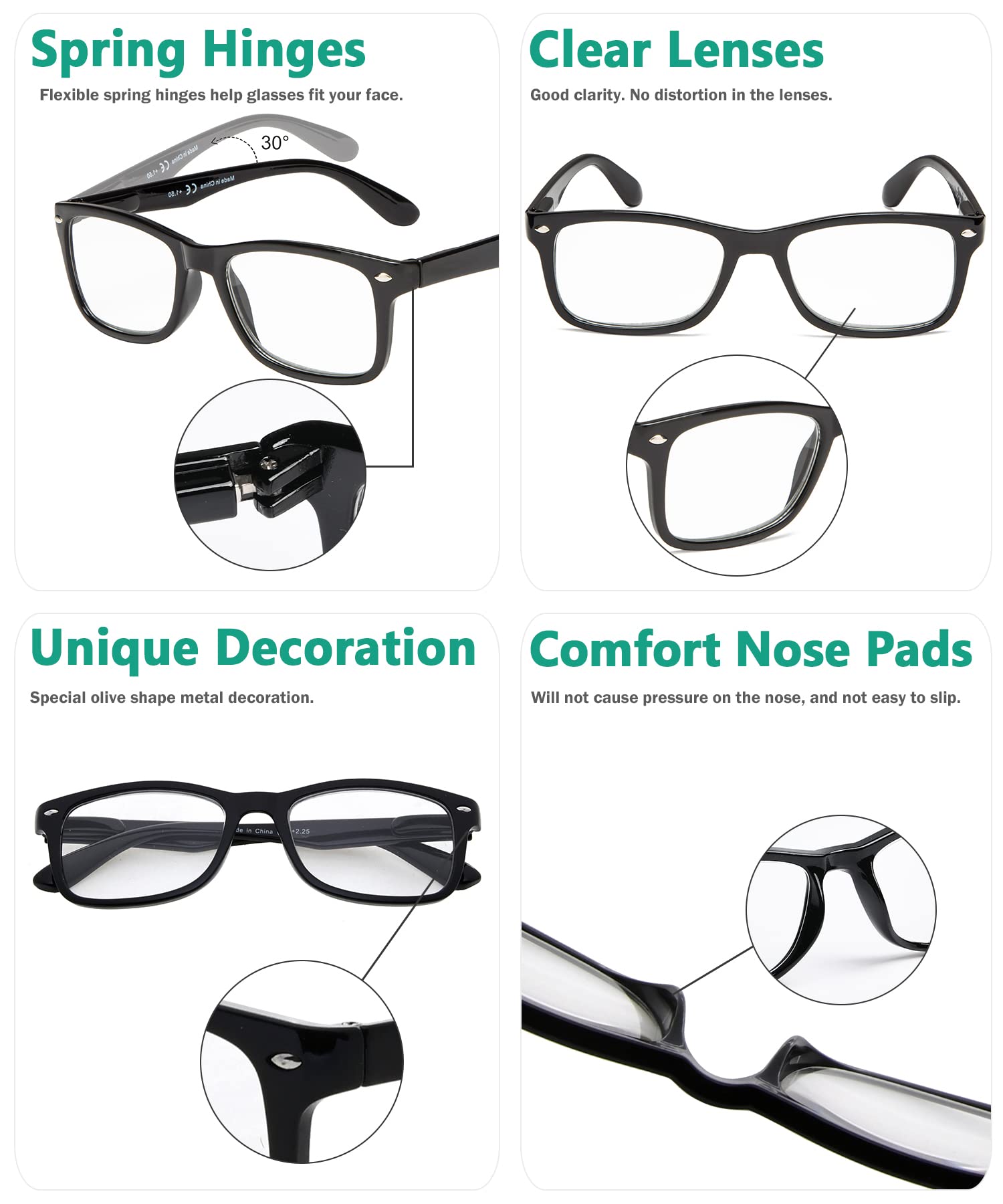 Eyekepper Readers Spring-Hinges Quality Classic Vintage Style Reading Glasses Black - 5