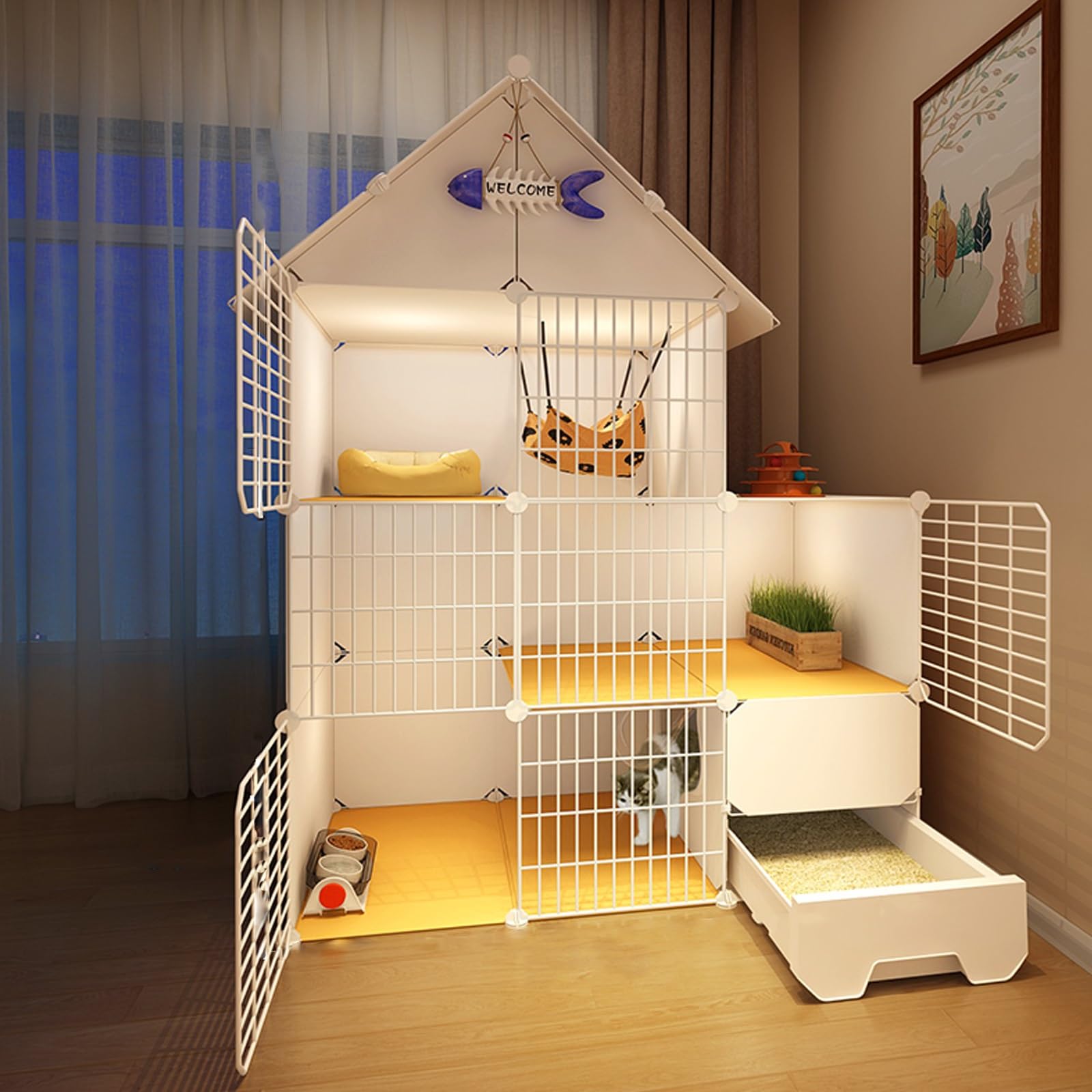 Amazon.co.jp: 猫ケージ トイレ付 大型 キャットケージ ネコ