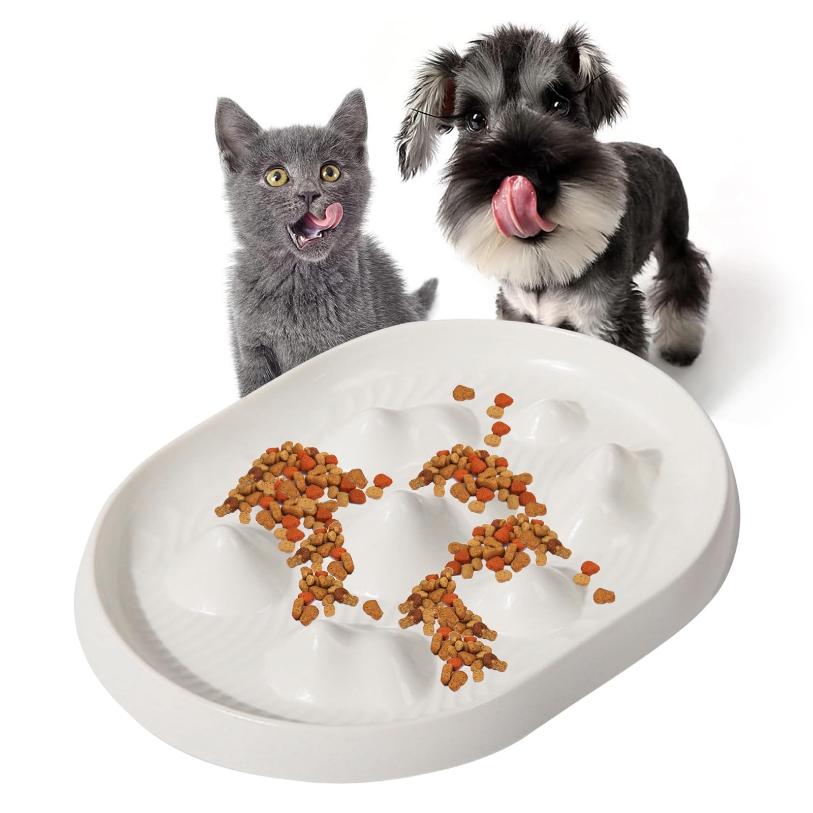 Comedero Perro Antivoracidad Blanco Comedero Antivoracidad Mascota Cuenco Ralentizar la Comida Comedero Antivoracidad Perro Antideslizante para Mascotas Medianas y Grandes Plato Interactivo