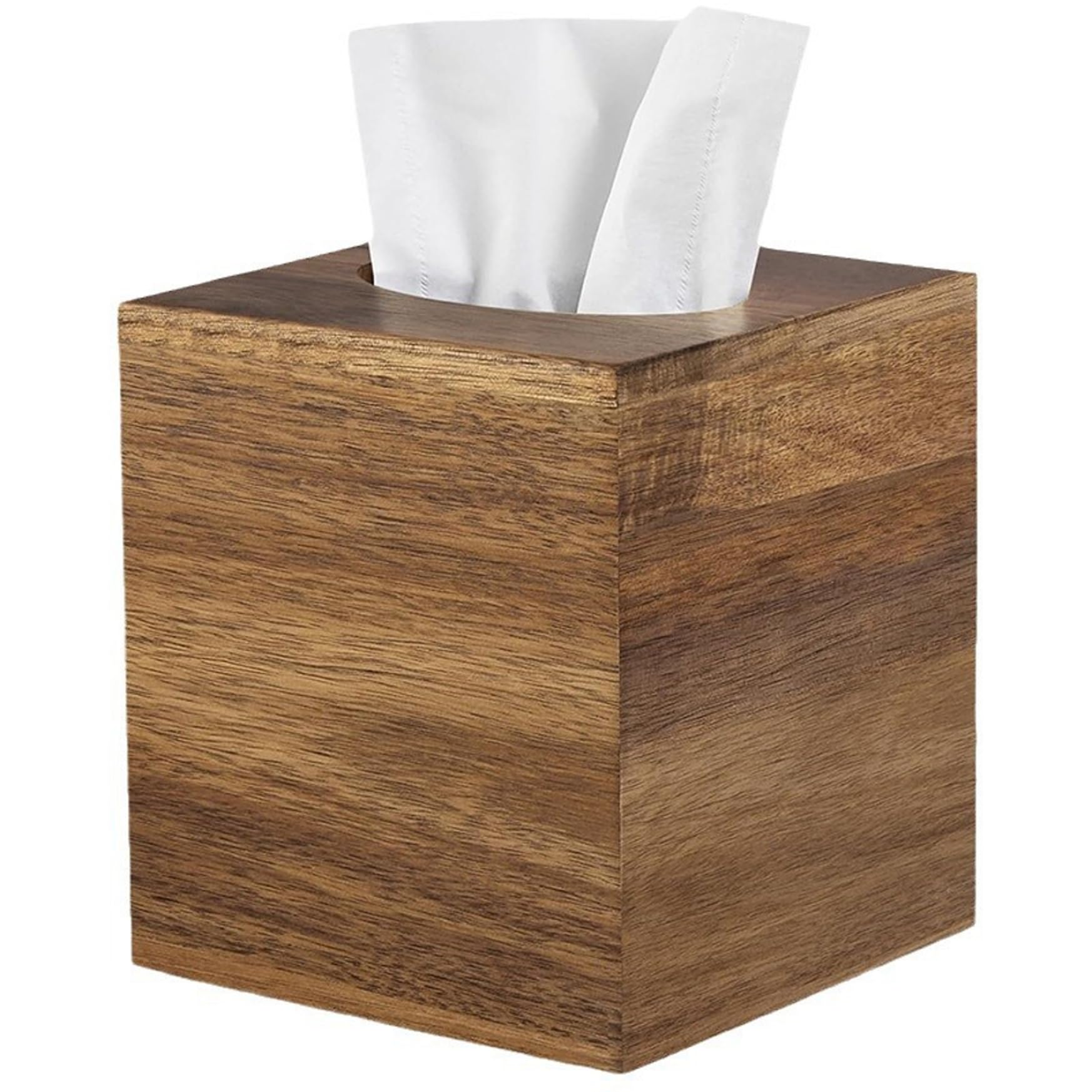 Wood Tissue Box Cover 5.5x5.5x6.1in Smooth Texture Tissue Cover Box Square Decorative For Bathroom Kitchen Home Car Travel Square, Wooden, Wooden