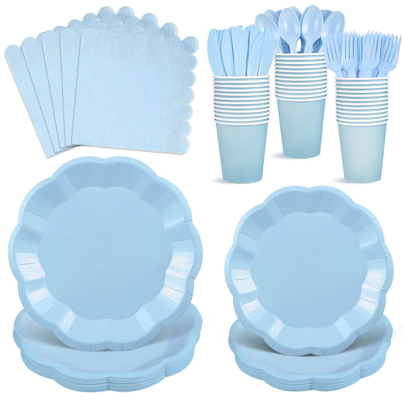 White Party Plates & Napkins - Serves 25 Guests -9