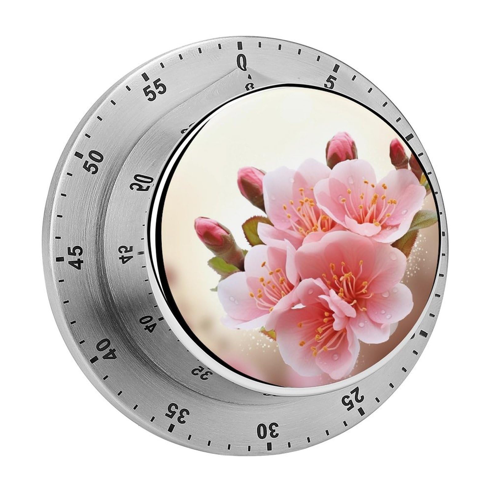 Blossom Kitchen Timer for Cooking,Chef Cooking Timer Clock with Loud Alarm Stainless Steel Countdown Timer No Batteries for Home Baking Cooking