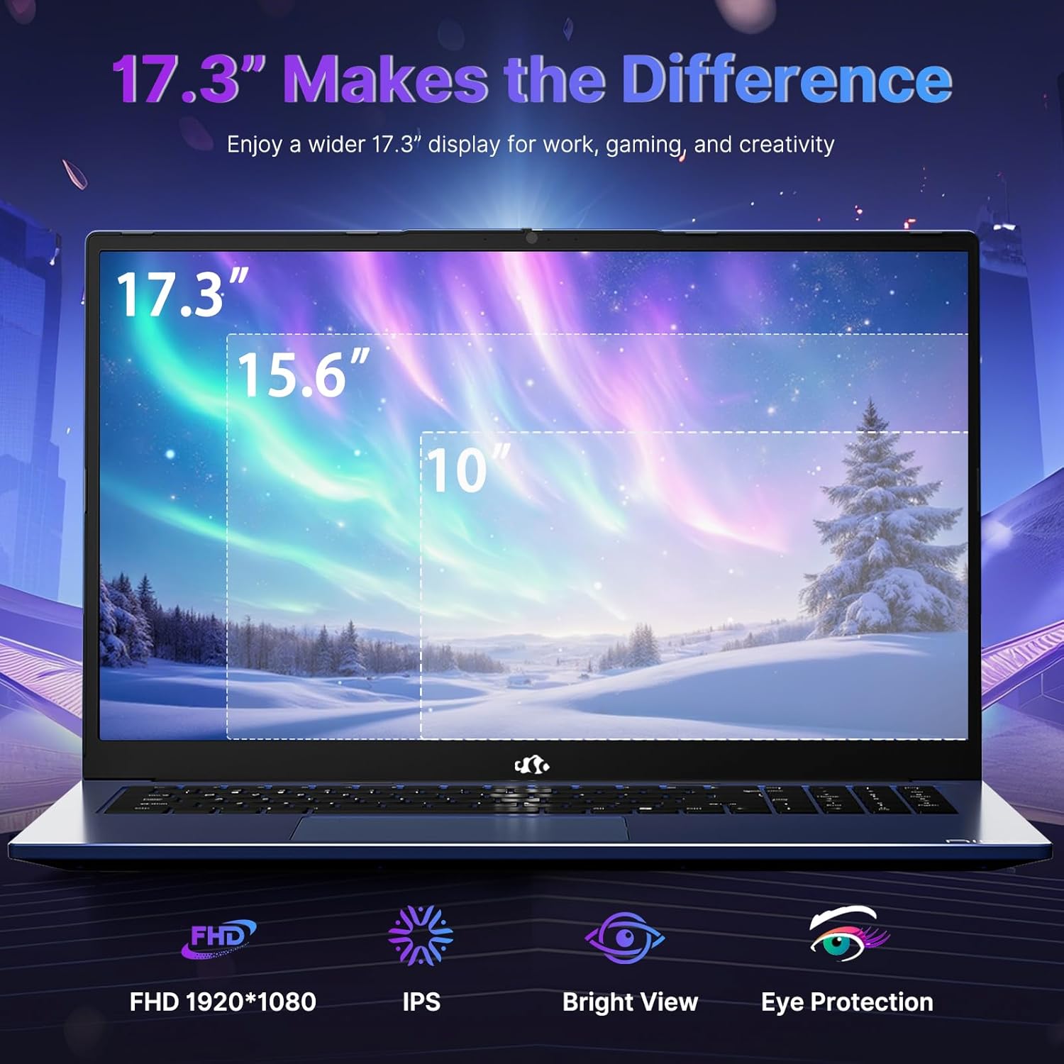 NIMO 17.3 Gaming-Laptop Ryzen 9 8945HS (Beat i9-13900H, Up to 5.2GHz) 16GB RAM, 256GB SSD, Radeon 780M, PD 100W Type-C AI-Enhanced for Copilot VR Ready, Backlit Keyboard, Fingerprint, 180°Viewing