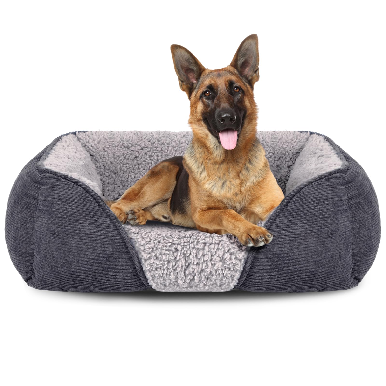 Extra Large Dog Bed Grey 89x64x23cm, XL Dog Beds Washable Pet Bed Filled with Fibre Cotton to Prevent Bone Diseases, Dog Sofa Bed XXL with Waterproof Fluff for German Shepherds, Doberman