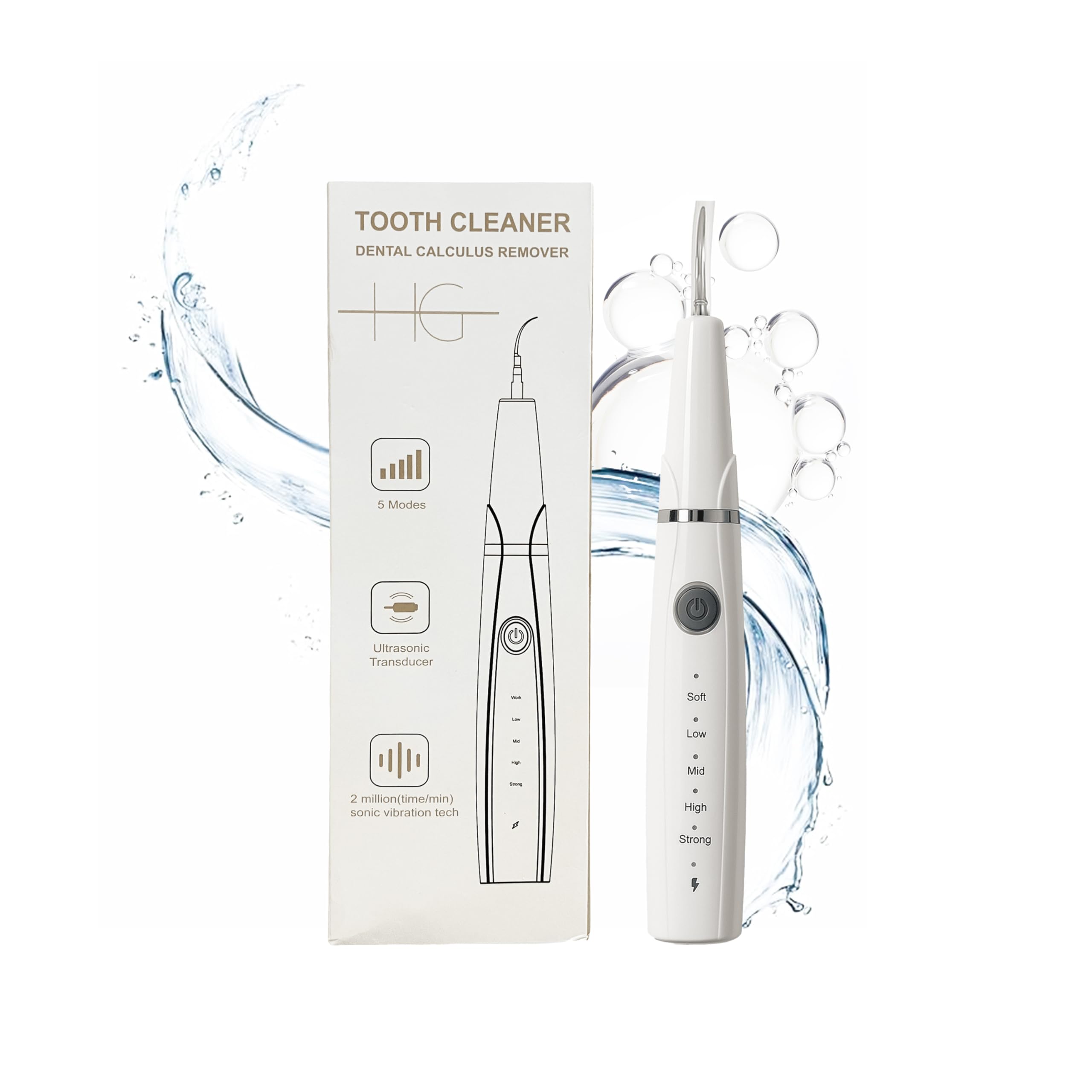 Detergente Ultrasonico per Denti – Rimuovi Placca e Tartaro con Luce LED – Pulitore Elettrico per Denti da Casa con Batteria Ricaricabile Type-C