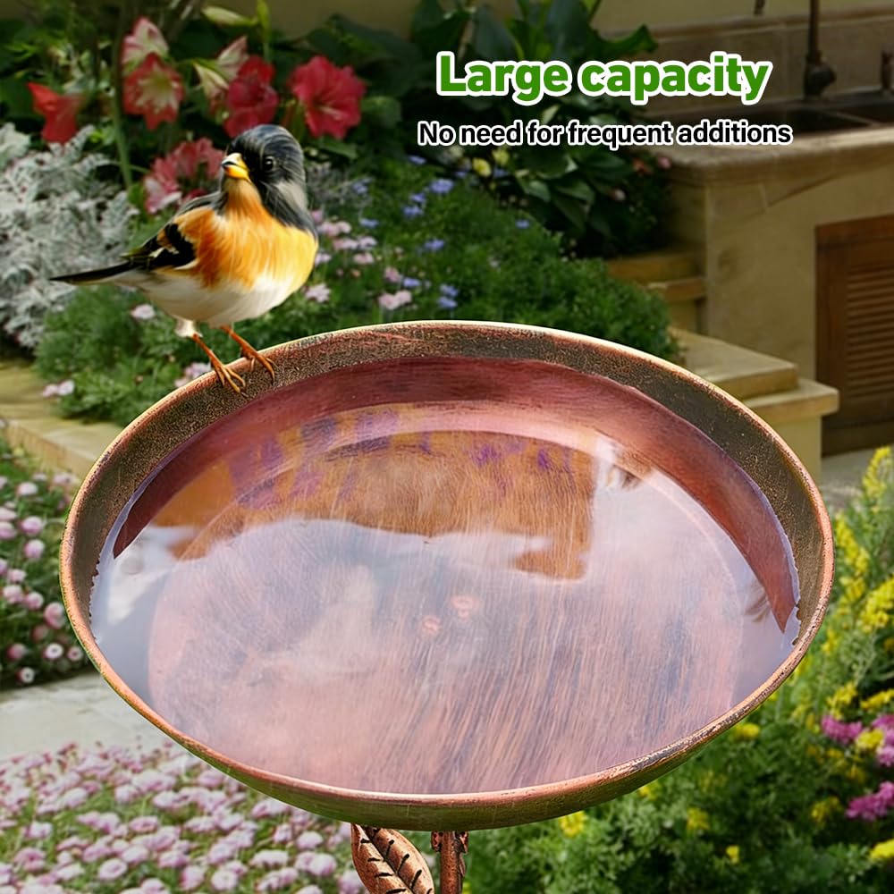 80cm Vogeltränke Stehend, Vogelbad für Draußen Garten, Wassertränke für Vögel, Vogelbad Garten Stehend mit Stabiler 5-Zinken-Basis für Gartenund Rasen, Winterfeste Vogeltränke (Antike Bronze)
