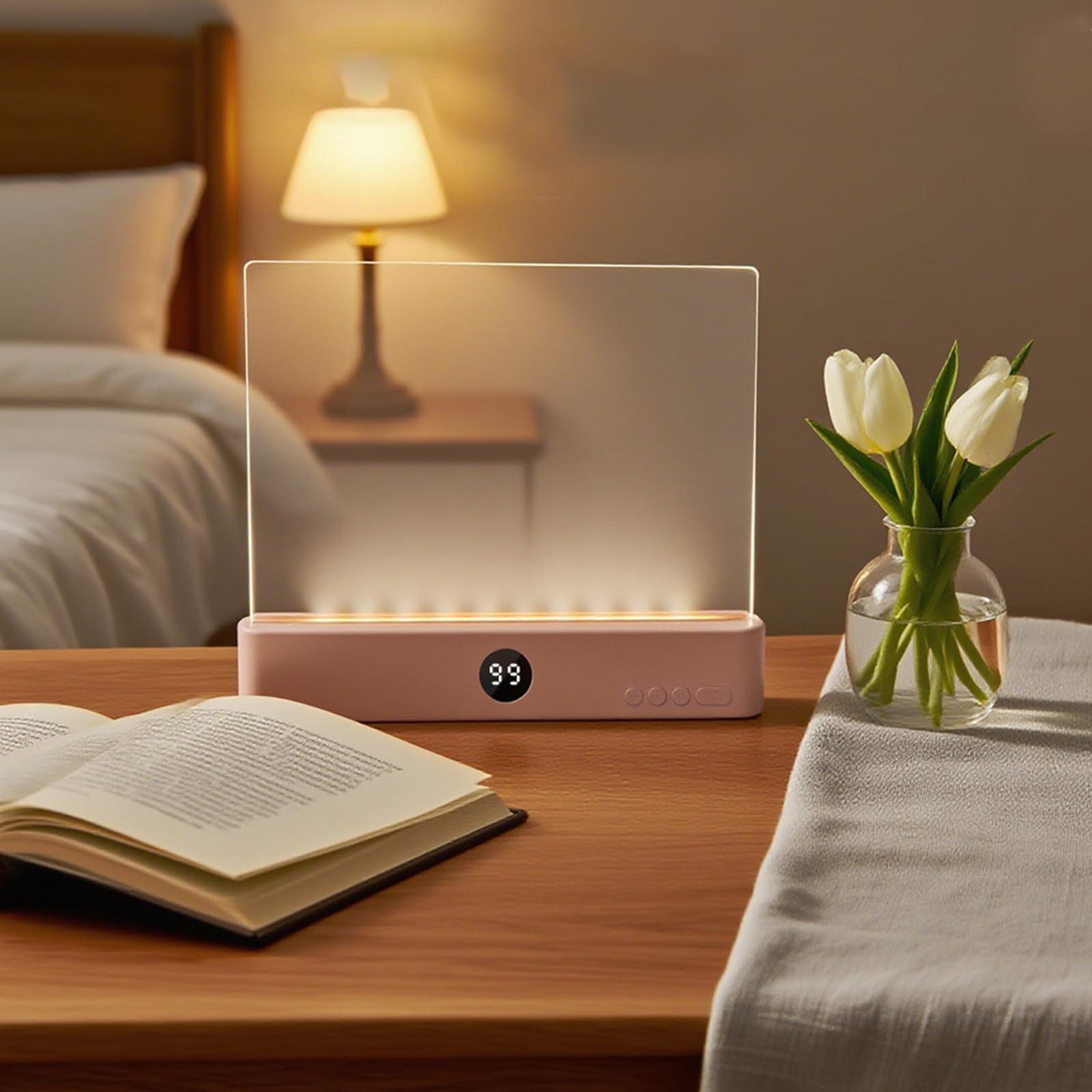 Smart Led Reading Book Light,Rechargeable Clear LED Flat Reading Light with 3 Colors & Timer, Student Eye Protection Night Lights, Flat Reading Lamp for Night Read-C