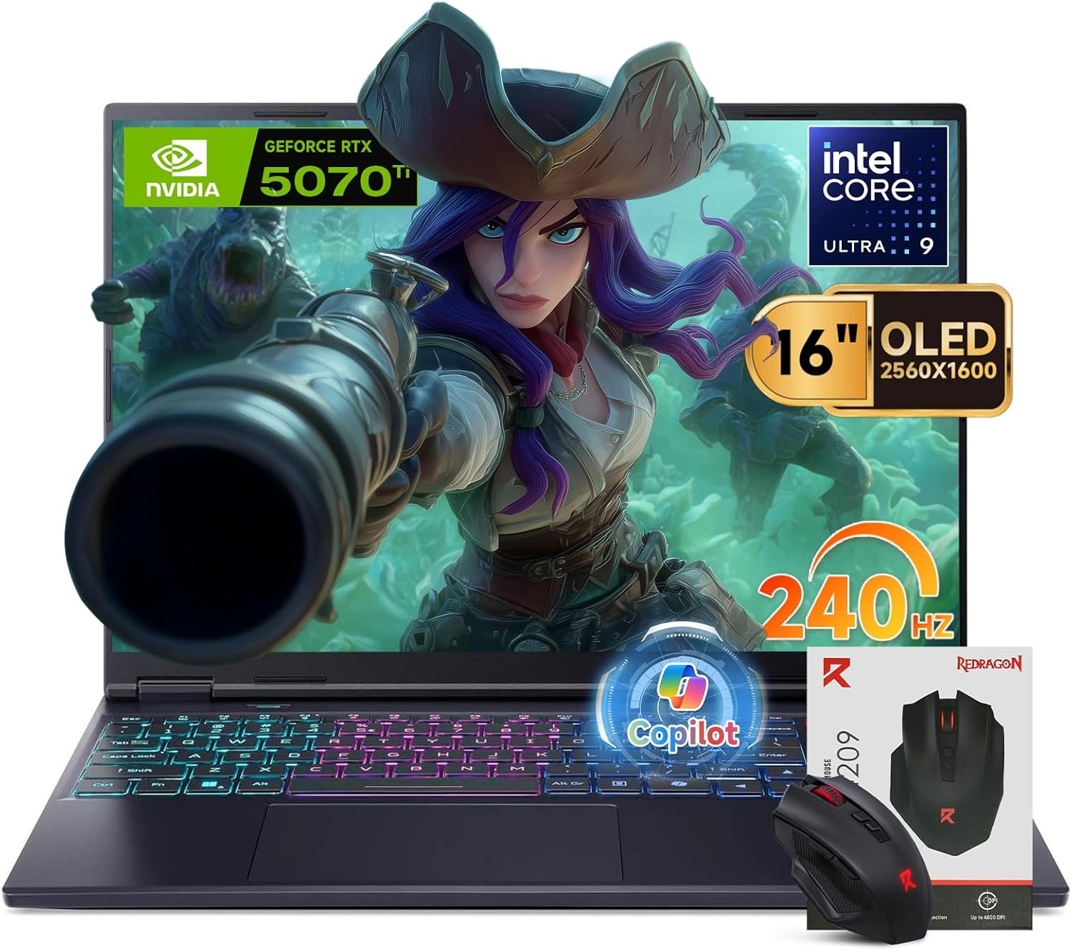 acer Predator Helios Neo 16S AI Gaming Laptop – 16″ OLED 240Hz – Intel Core Ultra 9(up to 13 NPU Tops) – NVIDIA GeForce RTX 5070Ti – RGB Backlit Keyboard – Win 11 pro – Brand Accessory (32GB+2TB SSD)