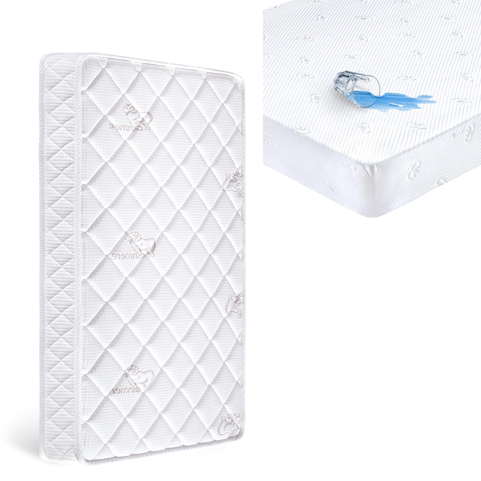 Letmxiu Crib Mattress + Waterproof Crib Mattress Protector Sheets Fitted