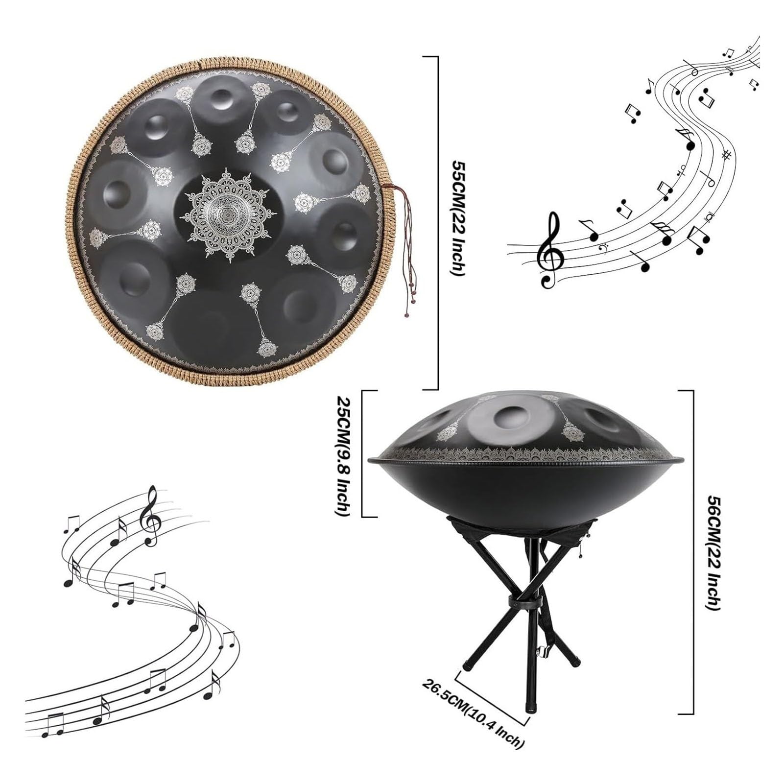 Amazon.co.jp: プロフェッショナルハンドパンドラム、Dマイナー432HZ
