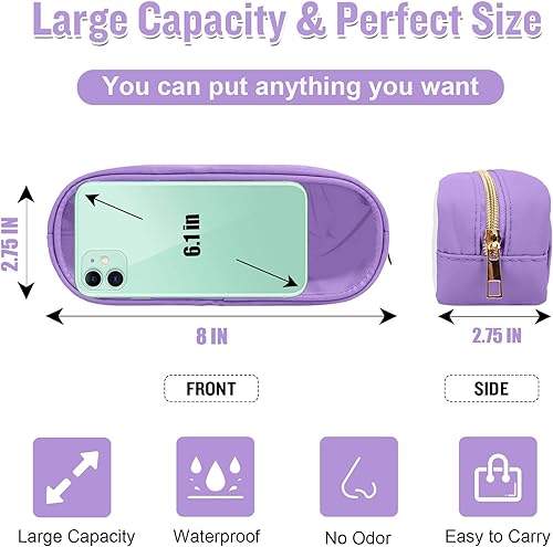 Miniatura 2 de izuzta Mini bolso de maquillaje de nylon pequeño bolso lindo Preppy cosmético cremallera bolsa, Púrpura