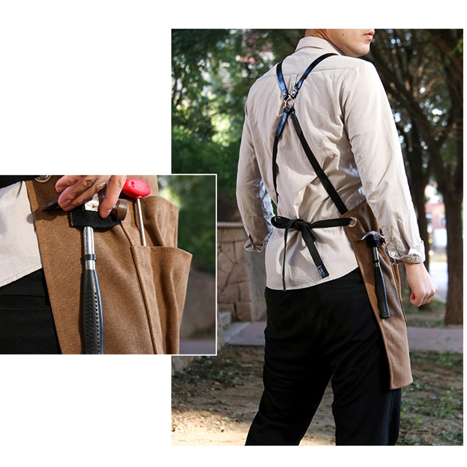 Delantal De Trabajo Delantales De Lona Delantal Cocina con Bolsillos para Hombres Y Mujeres, Cocinar Barbacoa Y Hornear Pintar Tareas Black,One Size