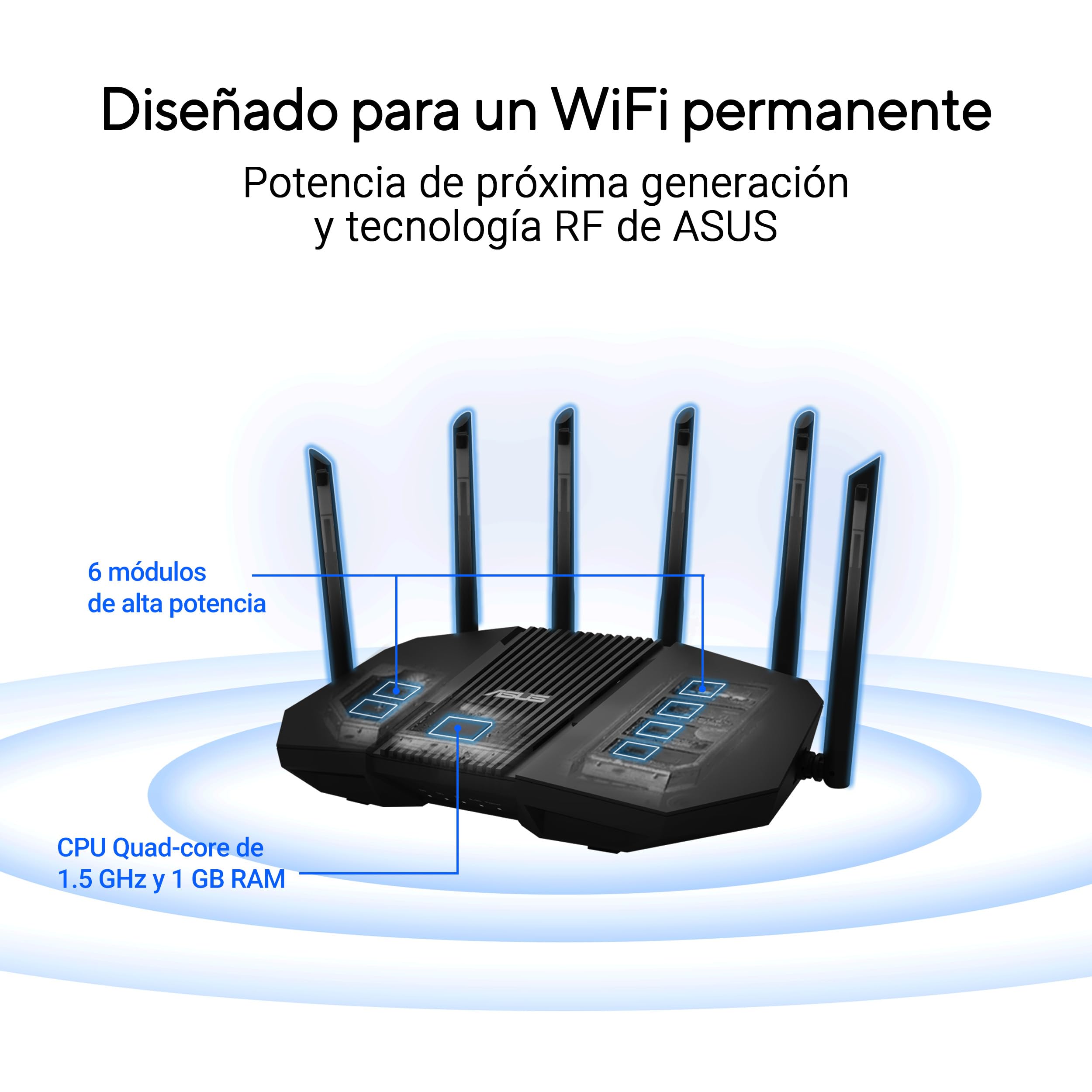 ASUS RT-BE90U - Router AiMesh BE9400 WiFi 7 de Triple Banda | 320 MHz, 4K-QAM, MLO, Cuatro Puertos de 2,5 G, Seguridad de Red de Nivel Profesional y Controlador de Hogar Inteligente