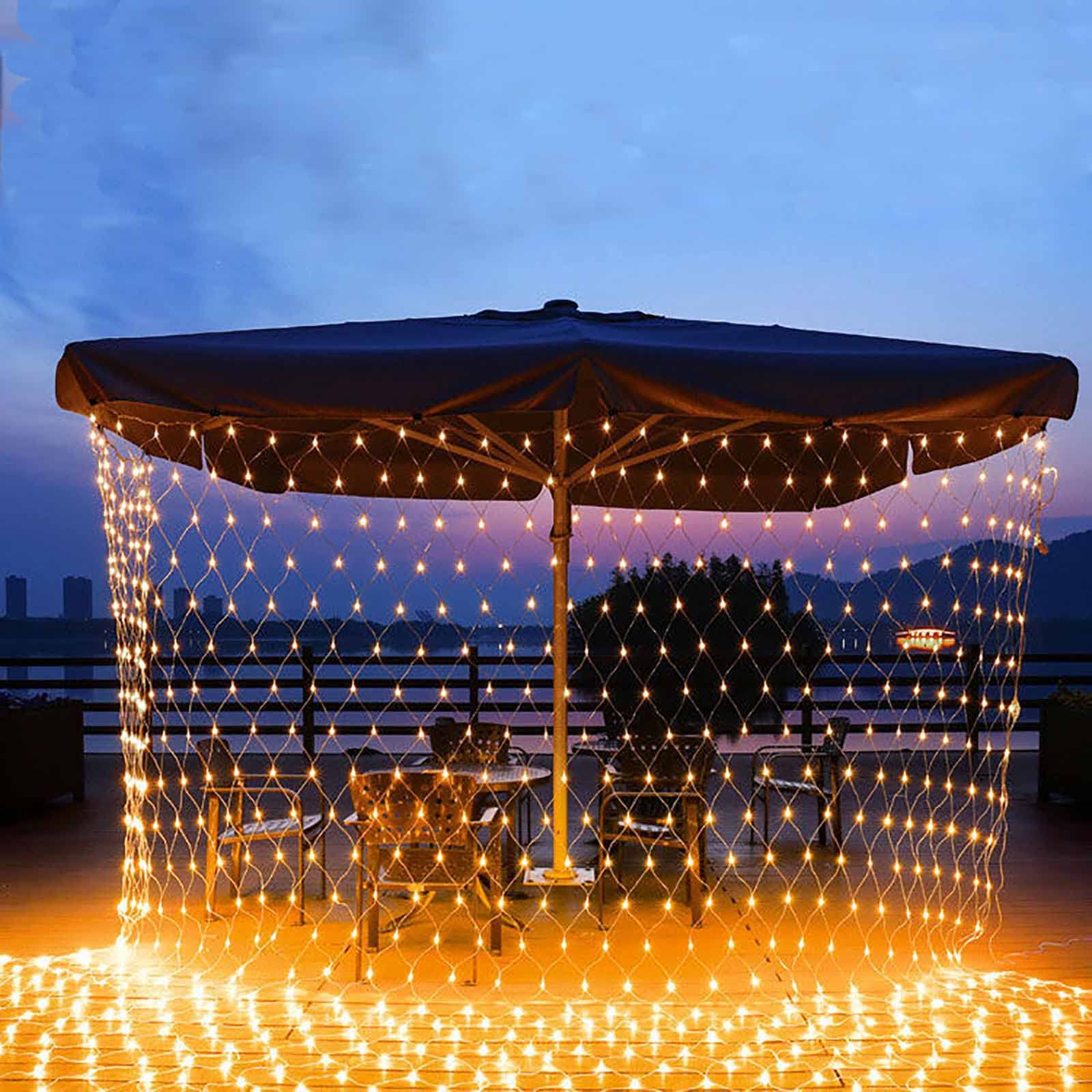 Yizc Noël Lumières Nettes,Intérieur Exterieur Decoration Lumieres en Filet Raccordable Fairy Lights avec 8 Modes,Suspendu Clignotement Guirlande Lumineuse pour Buissons Jardins Fete -Blanc chaud 6x4m
