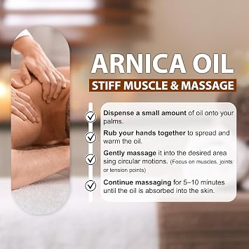 100% Natural Arnica Massage Oil –Pain Relief for Muscles & Joints – Soothes Stiffness, Relieves Stress and Tension & Improves Circulation & Skin Health (50ml Spray)