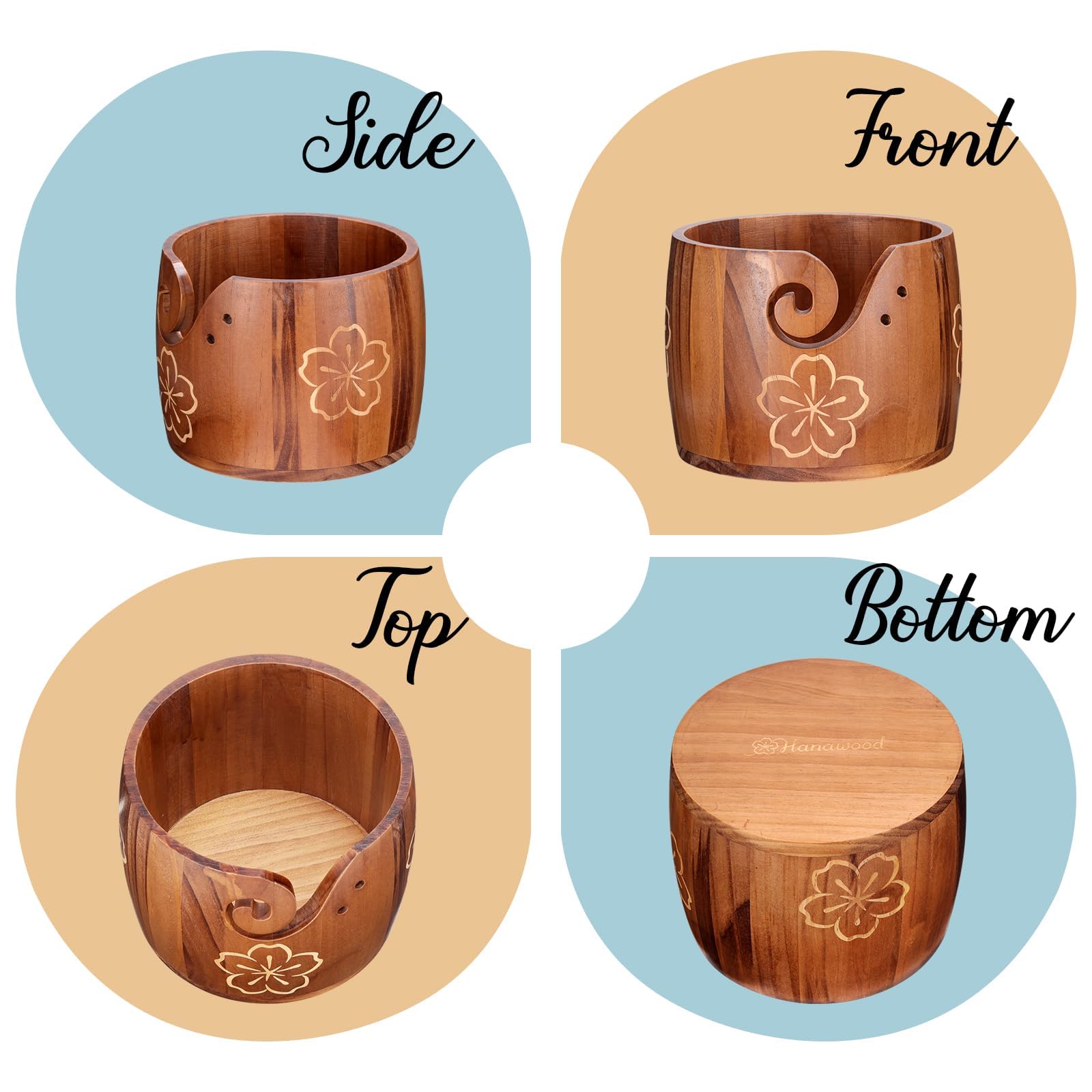 ZLOTOTEC Ciotola per porta filati, design unico, legno di pino, extra grande, lavoro a maglia, uncinetto, macramè, accessori per bricolage, regalo