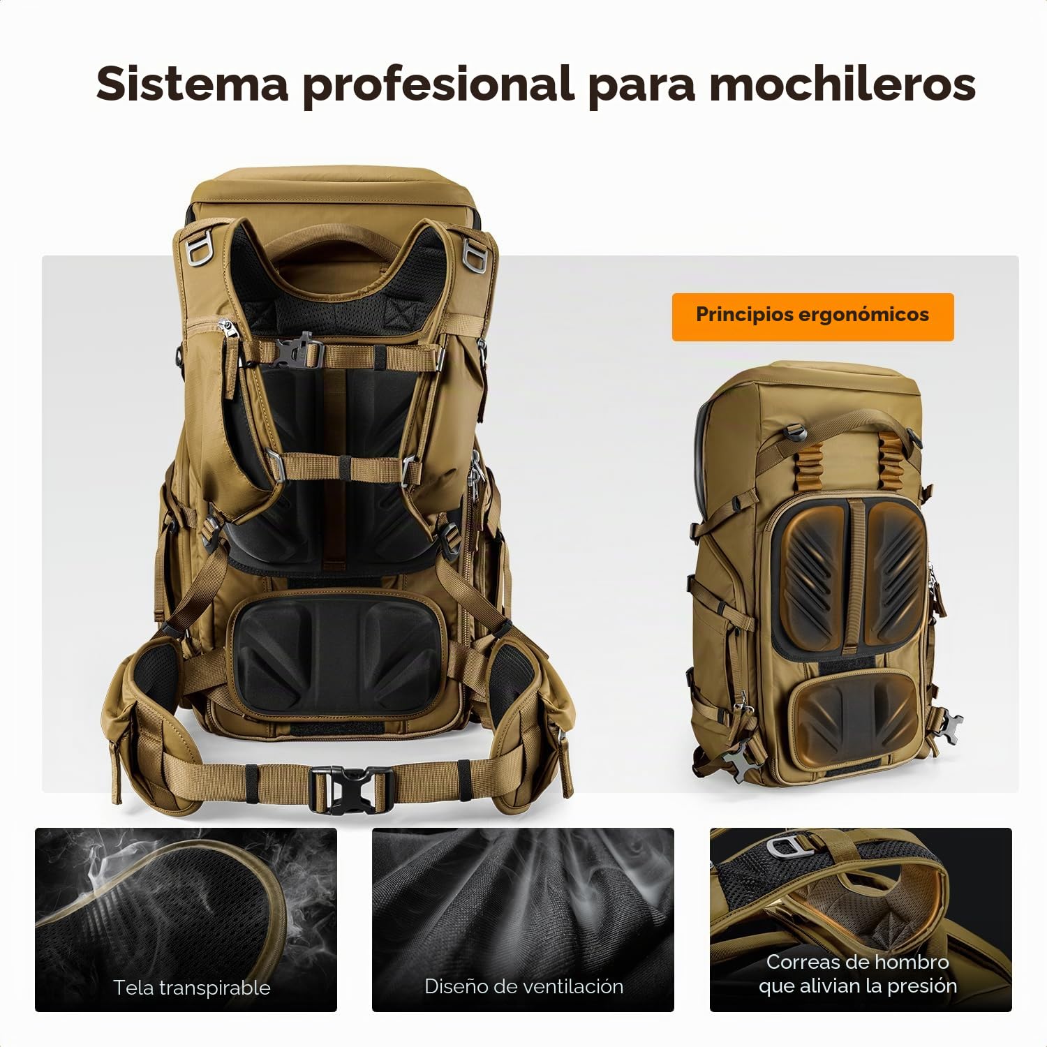 K&F Concept - Mochila para cámara Mochila fotografia gran volumen bolsa cámara funda camara, profesional camera bag con cubierta de lluvia para cámara de objetivo dron