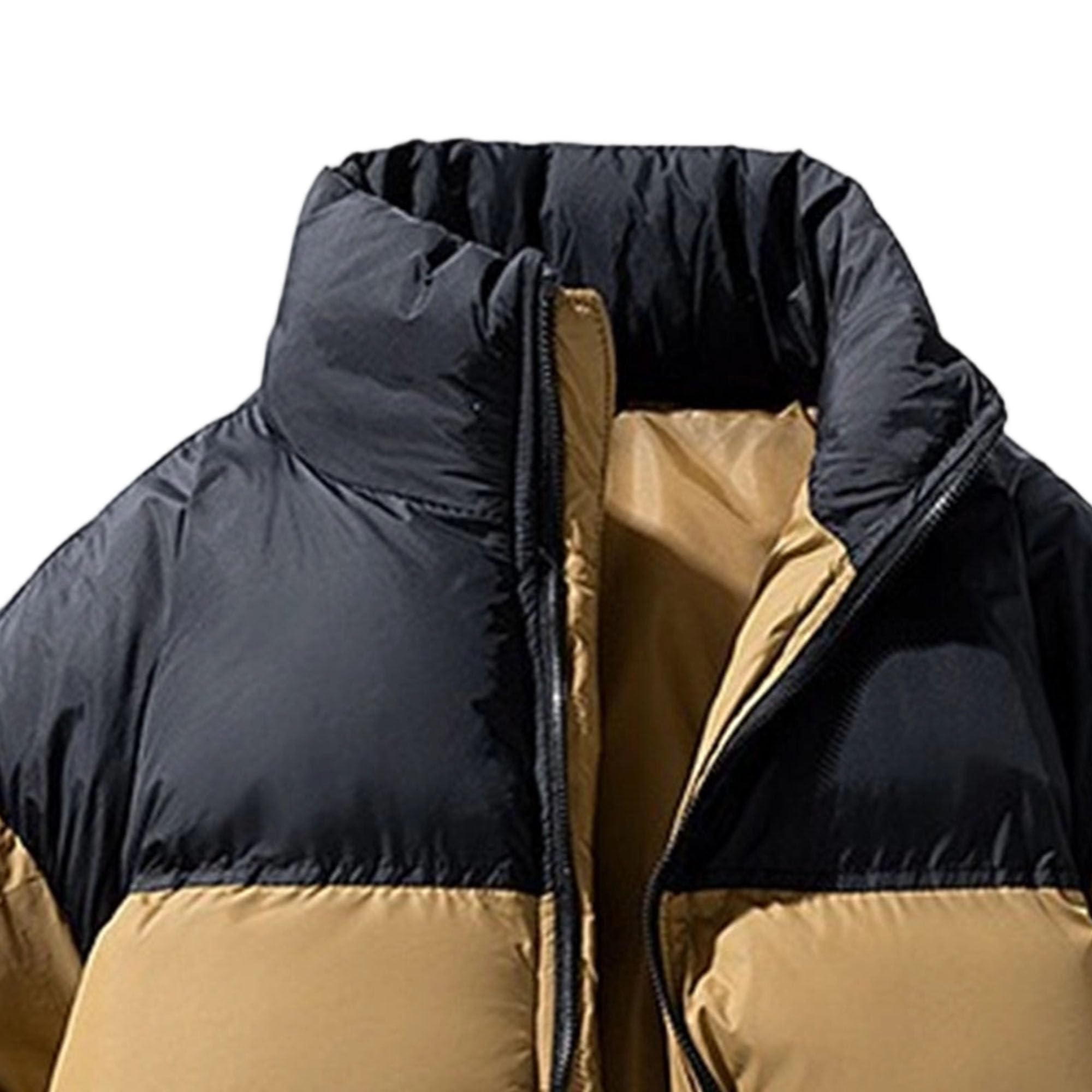 Herren-Winterjacke mit Stehkragen, lockere warme Jacke mit Farbblockierung