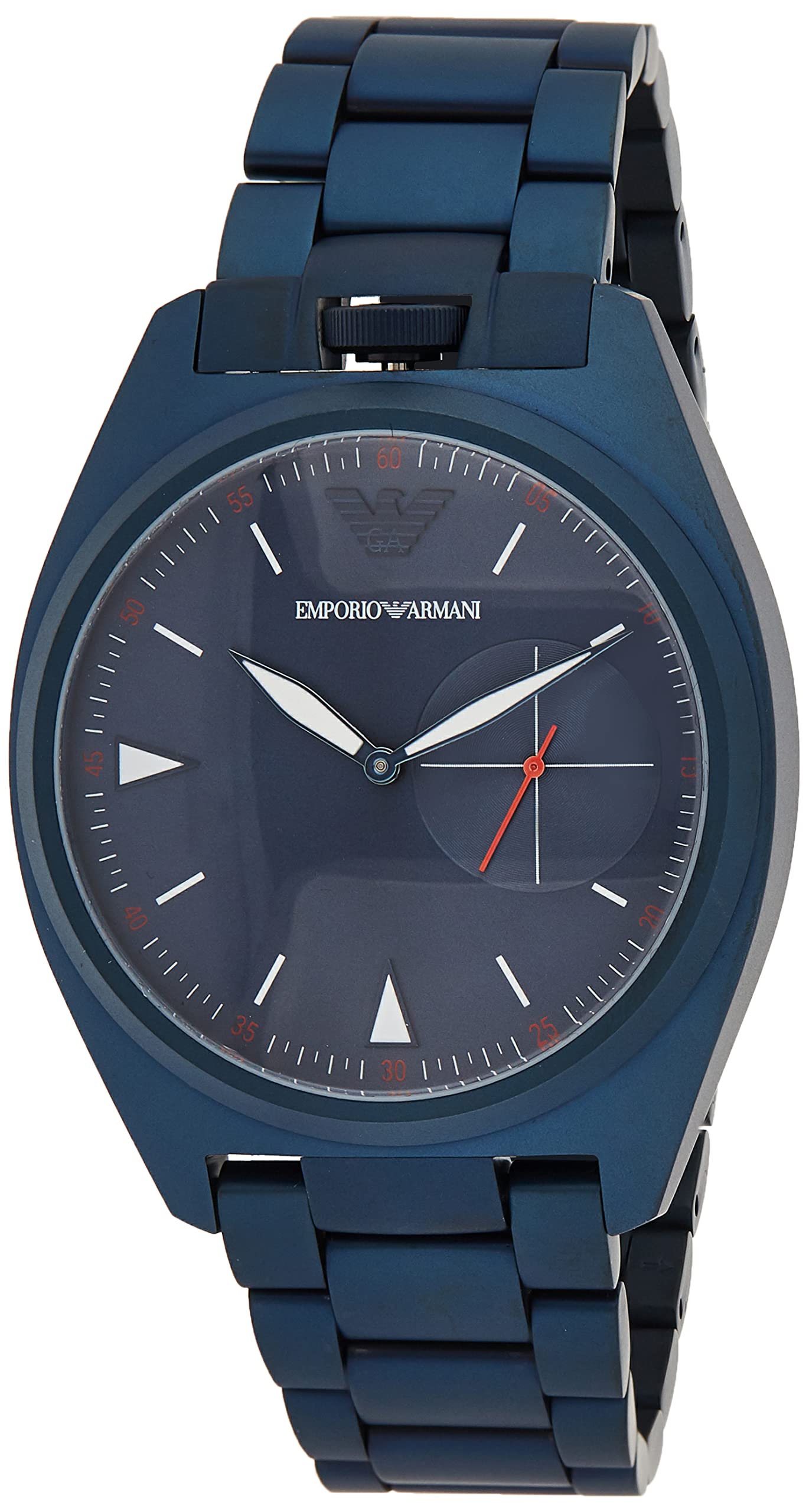 Emporio Armani Montre Trois Aiguilles en Acier Inoxydable Ton Bleu pour Homme , AR11309