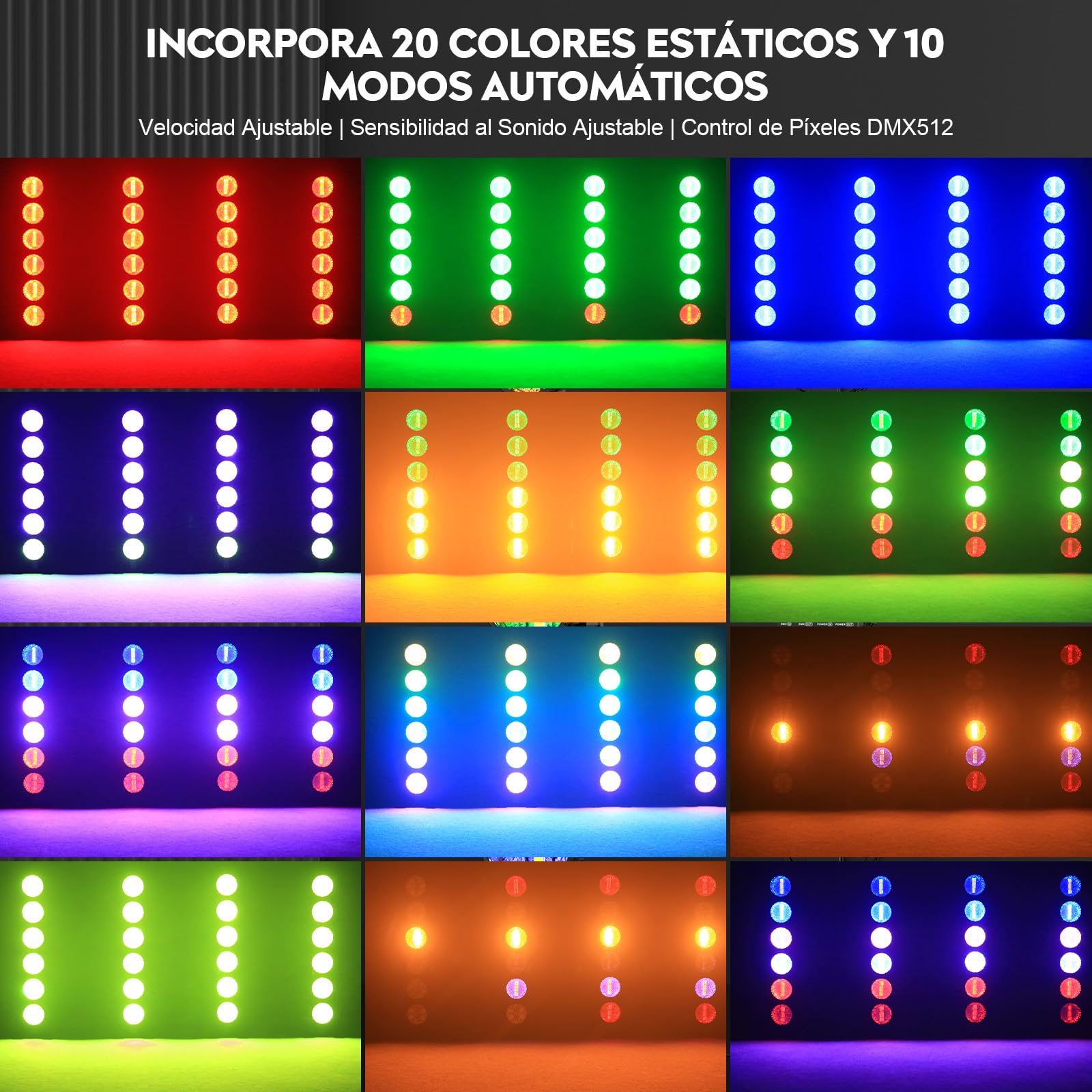 Foco PAR LED RGB de 300W, Luz de Escenario COB Lineal Vintage, Luces DJ con DMX512, Foco para Fiestas, Conciertos, Bodas, Bares