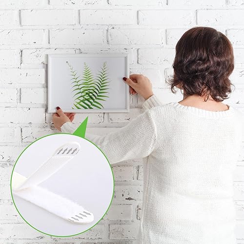 Miniatura 2 de Ouligay 12 pares de tiras para colgar, tiras colgantes sin daños, ganchos para marcos sin clavos, tiras adhesivas de pared, tiras para colgar