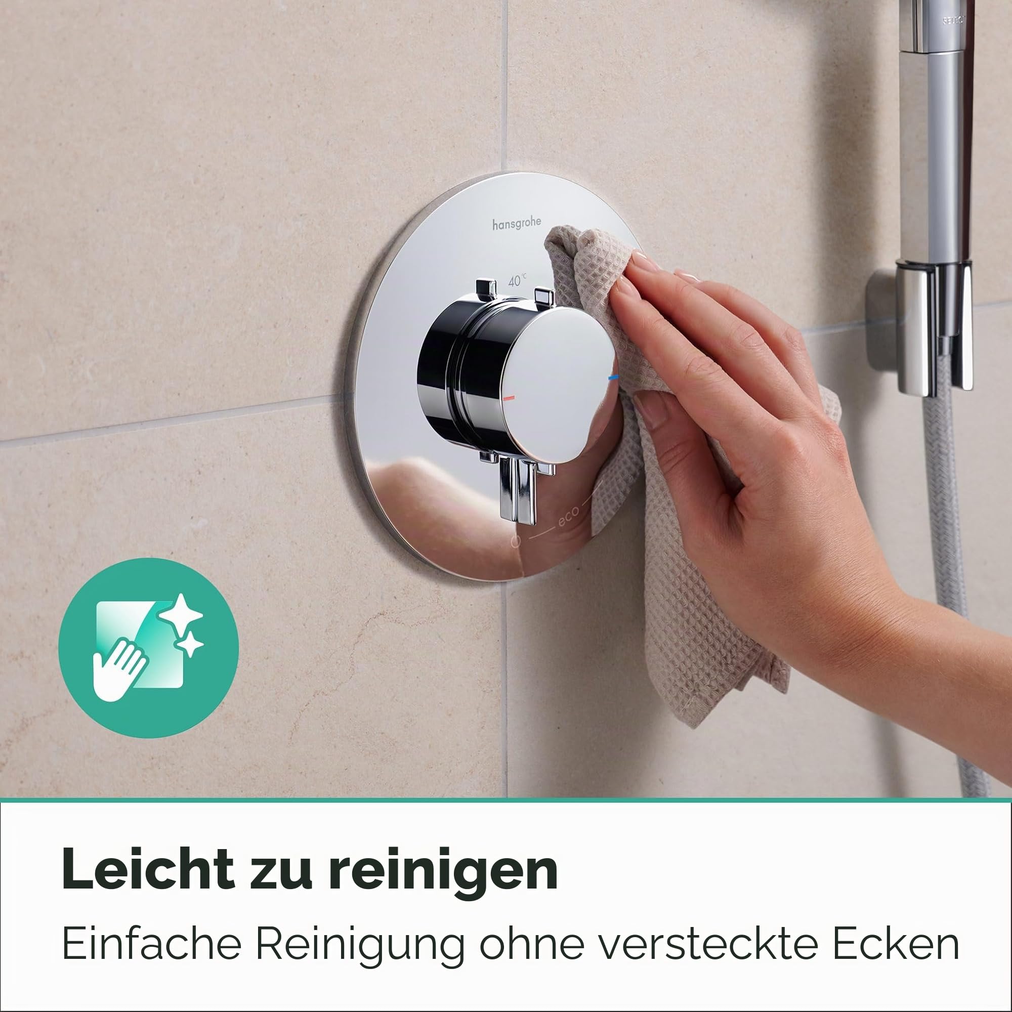 hansgrohe Ecostat Comfort S - Duschthermostat Unterputz, Duscharmatur mit Sicherheitssperre (SafetyStop) bei 40° C, Thermostat für die Dusche, Mischbatterie für 1 Verbraucher, Chrom, 33714000